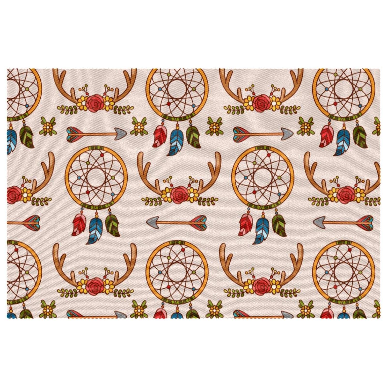 Sets de table pour table à manger au motif de plumes colorées