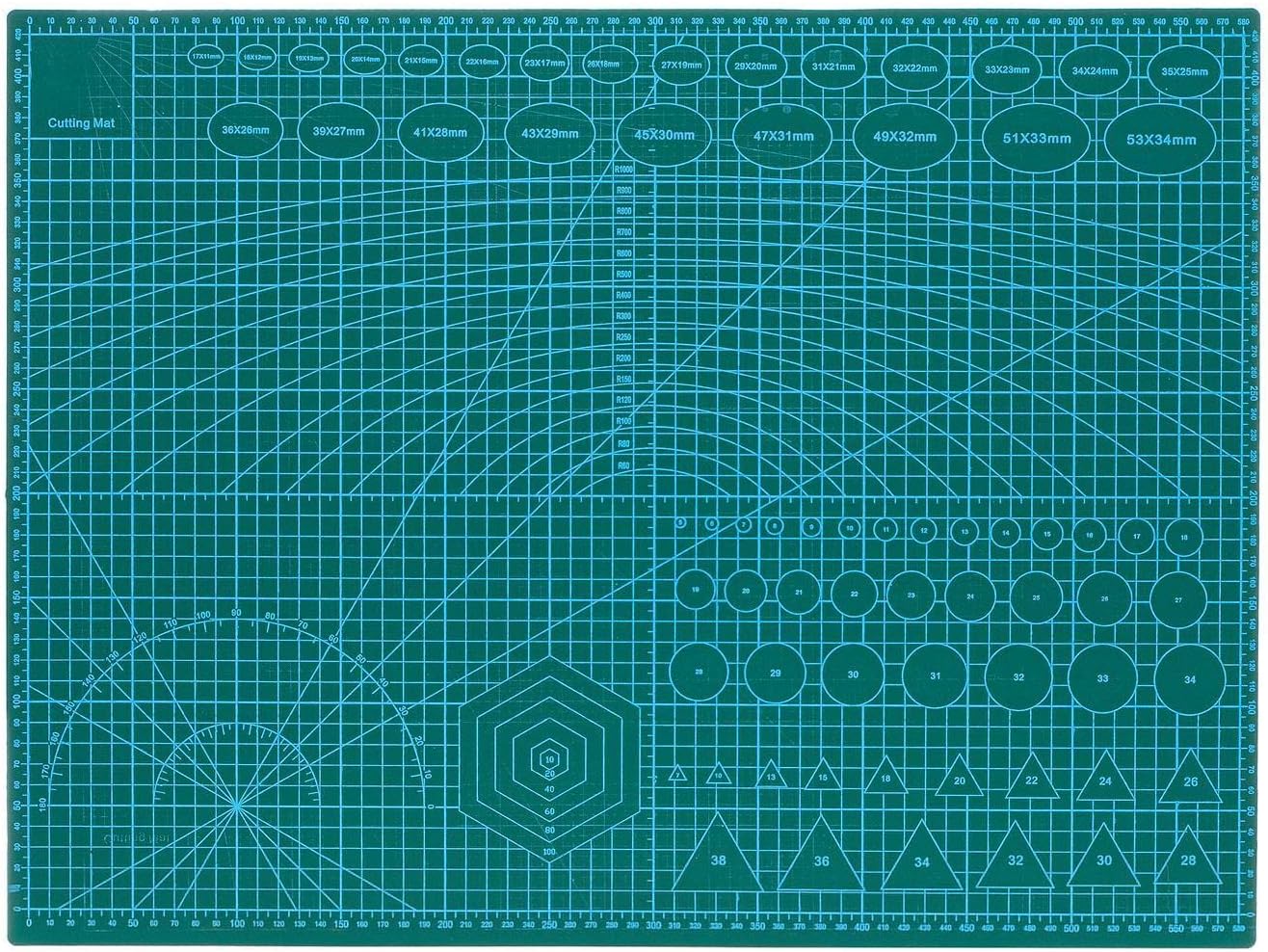 Innoteck Essentials A2 Self-Healing Cutting Mats - Double-Sided Non-Slip Surface - Self-Healing Quality - Cutting mat for Craft, Fabric, Quilting, Sewing, Scrapbooking - Printed Grid Lines - Green