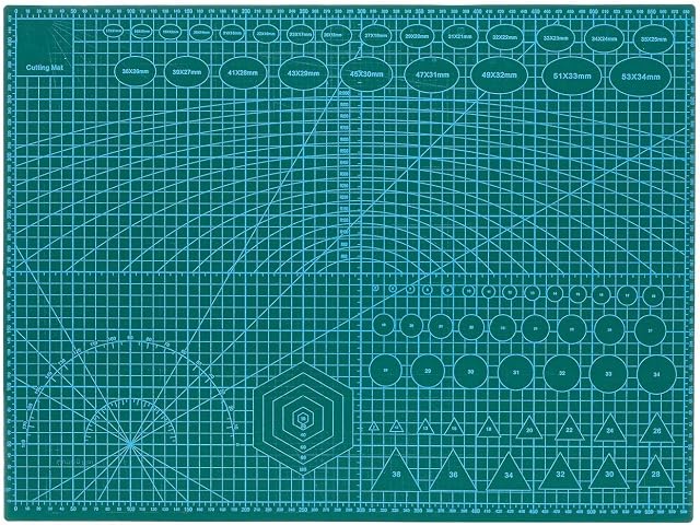 Innoteck Essentials A2 Self-Healing Cutting Mats - Double-Sided Non-Slip Surface - Self-Healing Quality - Cutting mat for Craft, Fabric, Quilting, Sewing, Scrapbooking - Printed Grid Lines - Green