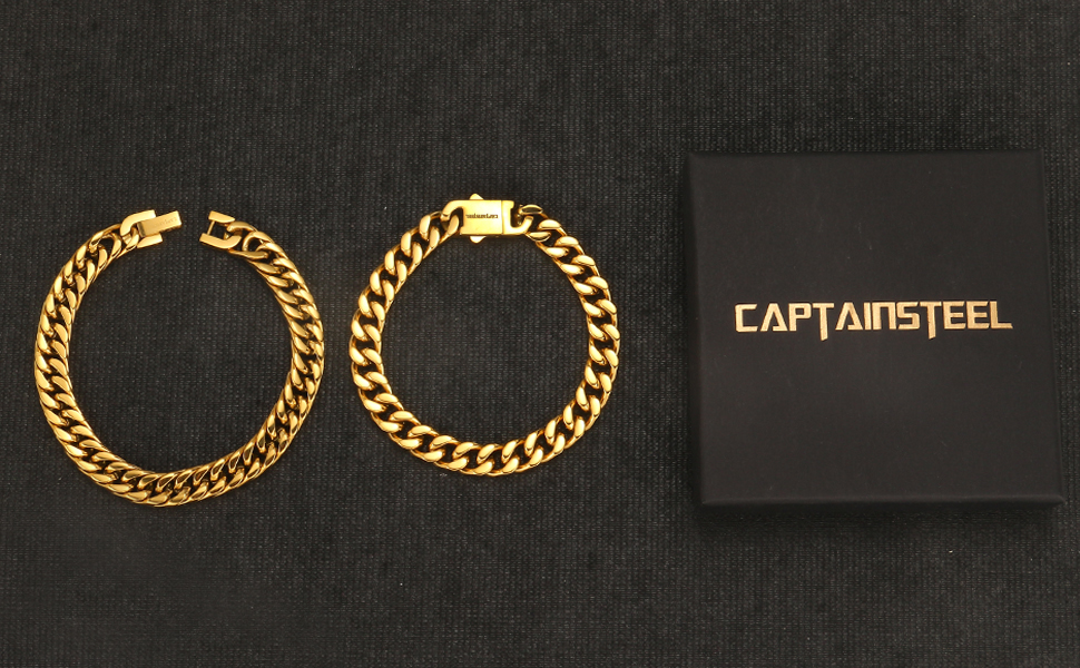 Pulsera Cuban Link de acero inoxidable en oro miniatura 7