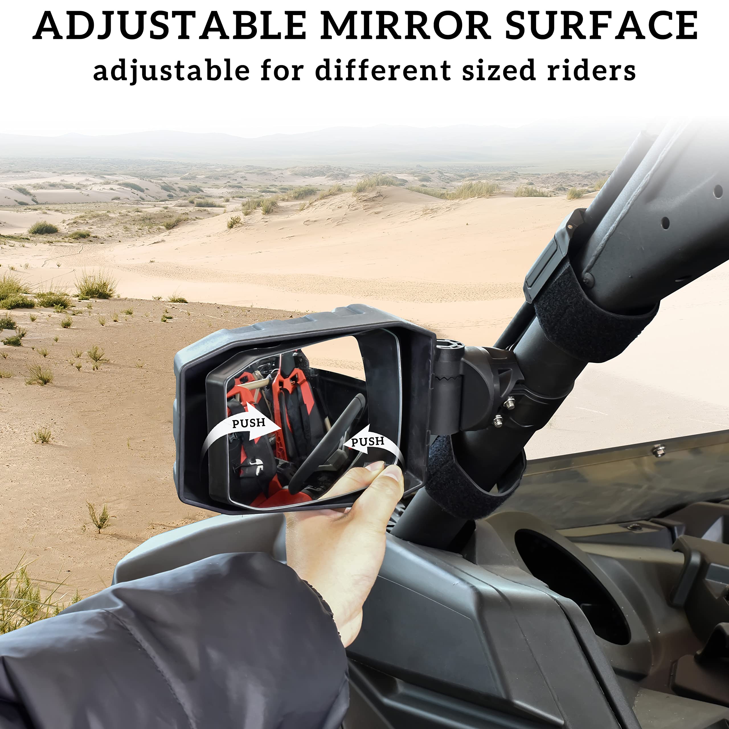 UTV Adjustable Rear View Mirrors SAUTVS Adjustable Folding Side Mirrors For Can-Am Maverick X3 / X3 MAX (2017-2025) Wider Convex Rear View Mirrors - View #5