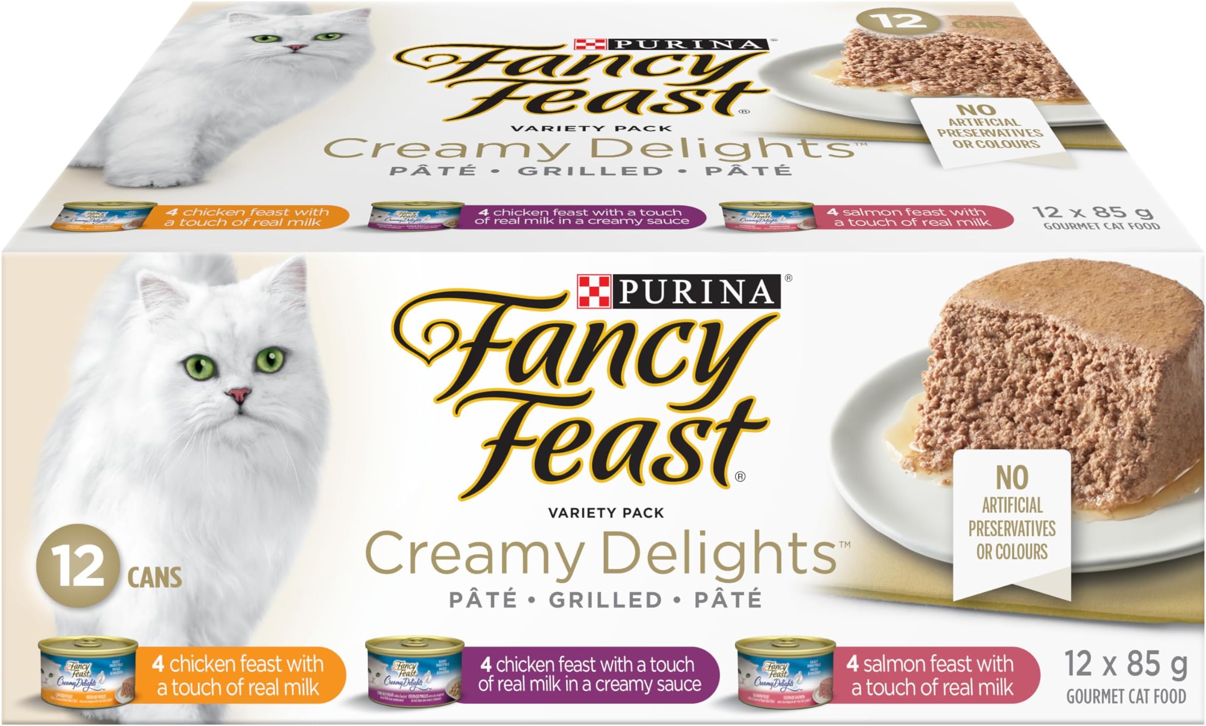 Fancy Feast Wet Cat Food, Creamy Delights Variety Pack 85 g Cans (12