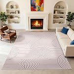 Area Rug 3x5 for Living Room, Washable Geometric Rug for Bedroom, Low Pile, Soft & Non-Slip Abstract Carpet for Classroom, Dining Room, Office, Kids Playroom, Brown