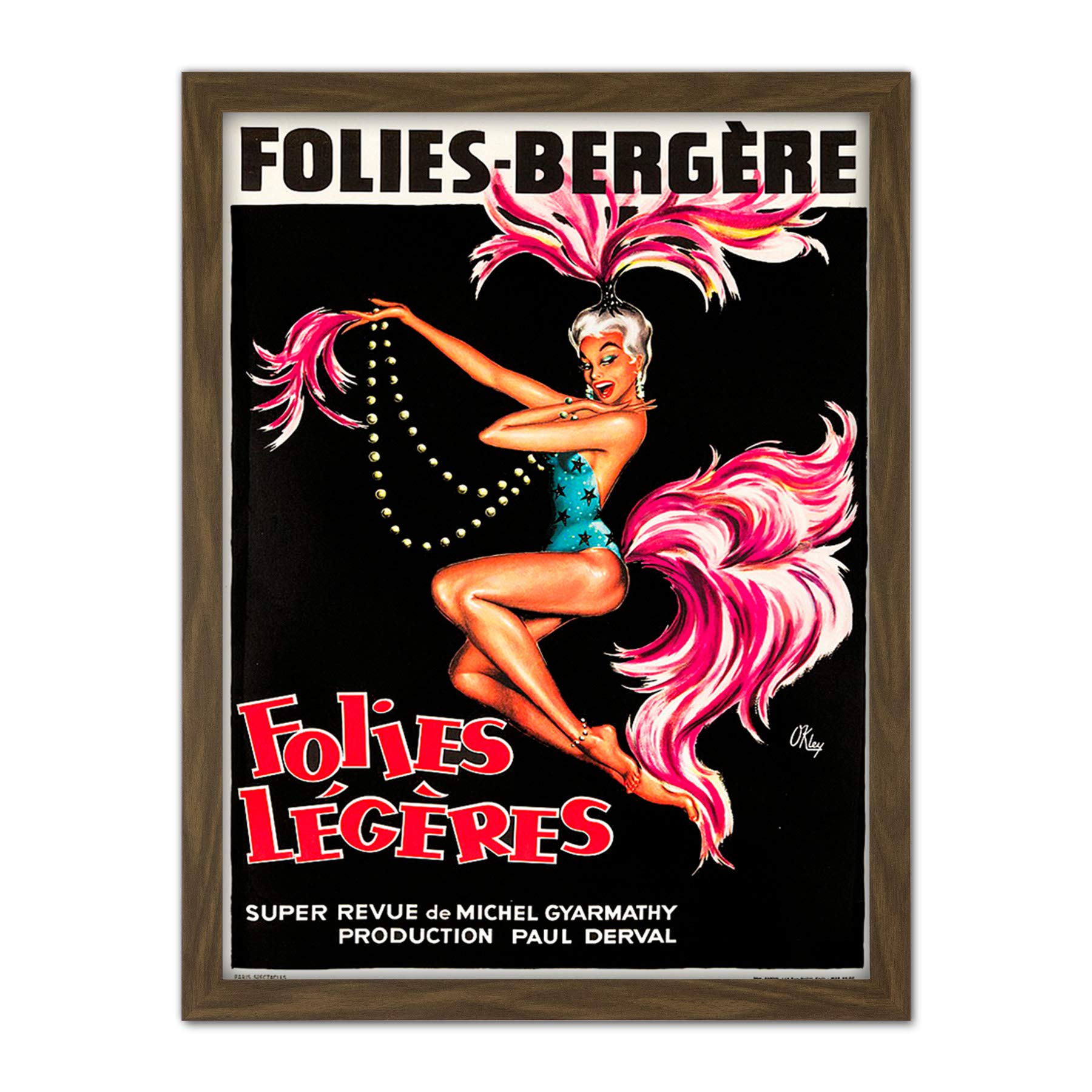 Wee Blue Coo Folies Bergere Cabaret Showgirl Artwork Framed Wall Art Print 18X24 Inch