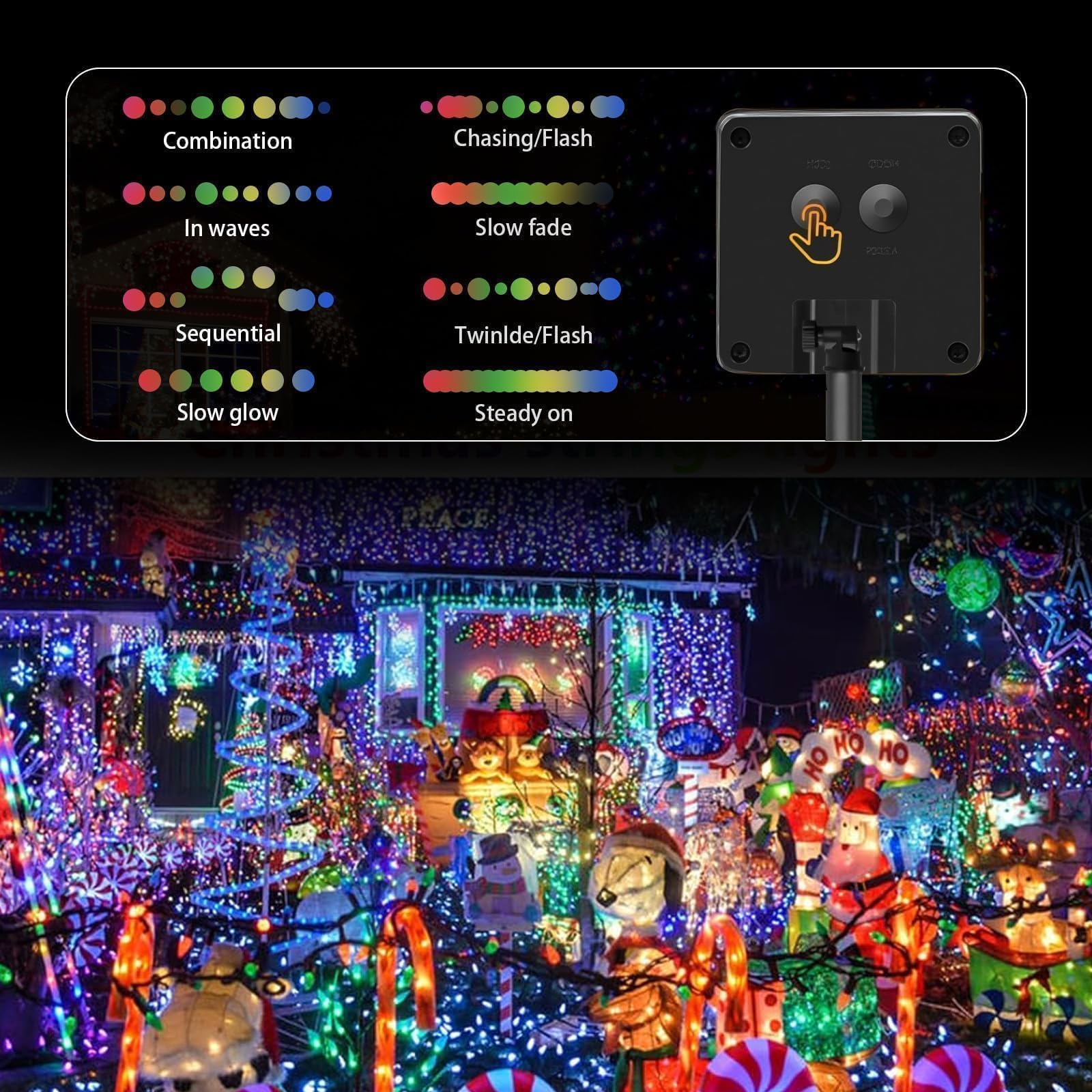 SyouHome Paquete de 4 luces solares para exteriores, 800 LED extralargas de 262 pies, 8 modos y luces parpadeantes impermeables IP65 para jardín, Navidad, balcón, árbol, boda, fiesta (multicolor)