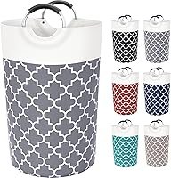 Vista 20 de Cesta grande de lavandería con bolsa de lavandería plegable, cesta de lavado, bolsa de ropa plegable, alta con asas, resistente al agua