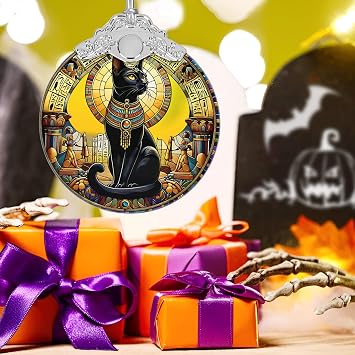 Christmas Ornament, Stained Glass Ornament, Christmas Decorations for Tree, Holiday Ornament, Unique Gift Idea - Exotic Black Cat