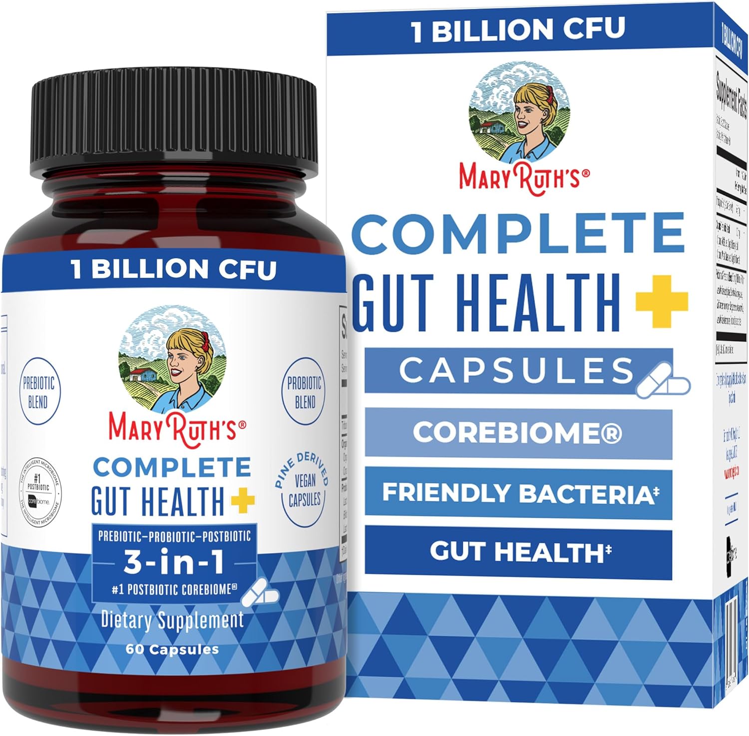 MaryRuth’s Complete Gut Health+ Capsules | 5 Probiotic Blend | Butyrate | Corebiome® | Vegan Gut Support | Support Gastrointestinal Health & Microbiome | 2 Capsules Daily | 30 Servings MaryRuth’s Complete Gut Health+ Capsules | 5 Probiotic Blend | Butyrate | Corebiome® | Vegan Gut Support | Support Gastrointestinal Health & Microbiome | 2 Capsules Daily | 30 Servings