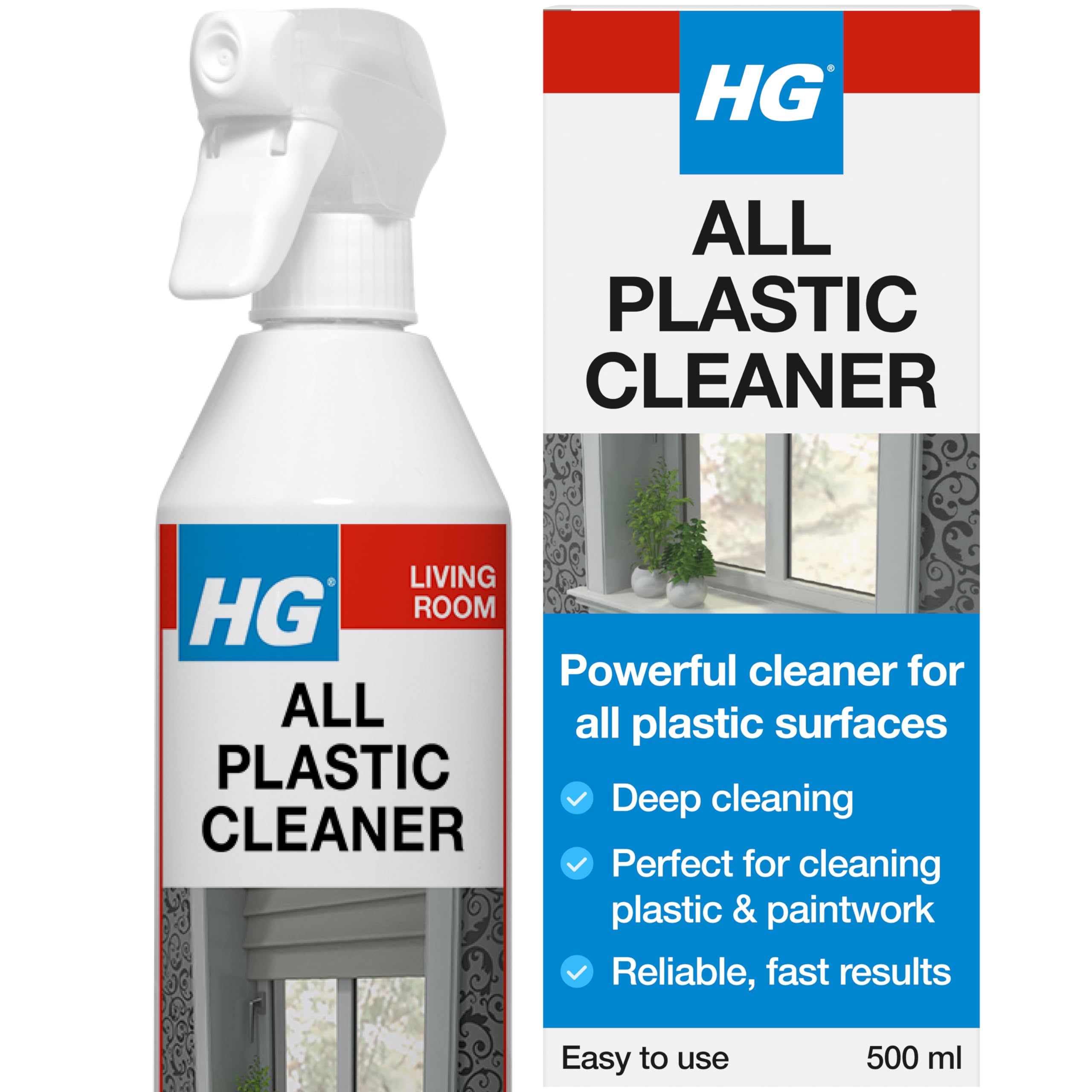 HG All Plastic Cleaner – Biodegradable Multi-Surface Cleaner for UPVC, Window Frames, Wallpaper, Plexiglass & Painted Areas - 500ml