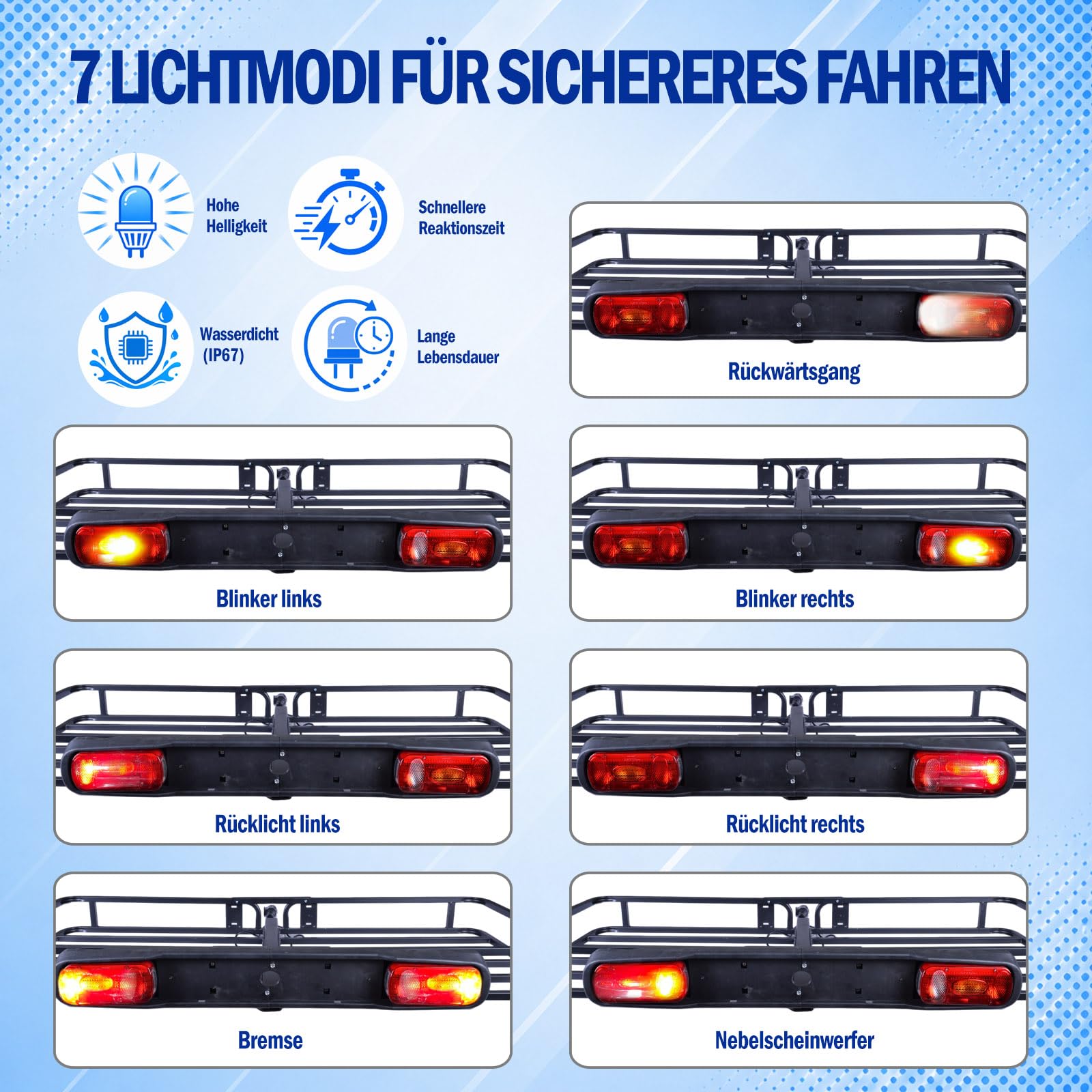 Heckträger für Anhängerkupplung 152x61x15cm mit das Rücklicht,Wildträger Heckträger mit Montagekupplung,Suitable for Tow Hitch (Anhängerkupplung),Einsetzbar in ATV, PKW, SUV.Hoflader