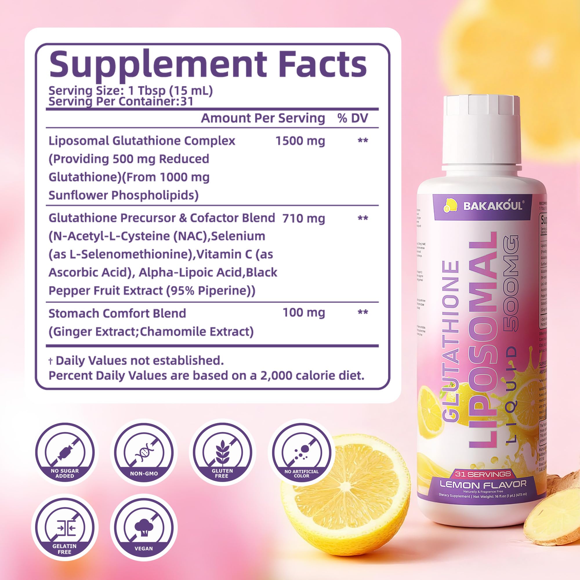 Amazon.com: Liposomal Glutathione Liquid 500mg, with 1500mg Liposomal  Complex & 2:1 Phospholipid Ratio for Superior Absorption, 3-in-1 Action  Formula with NAC & Cofactors, Gentle on Stomach, Lemon Flavor 16 fl oz :
