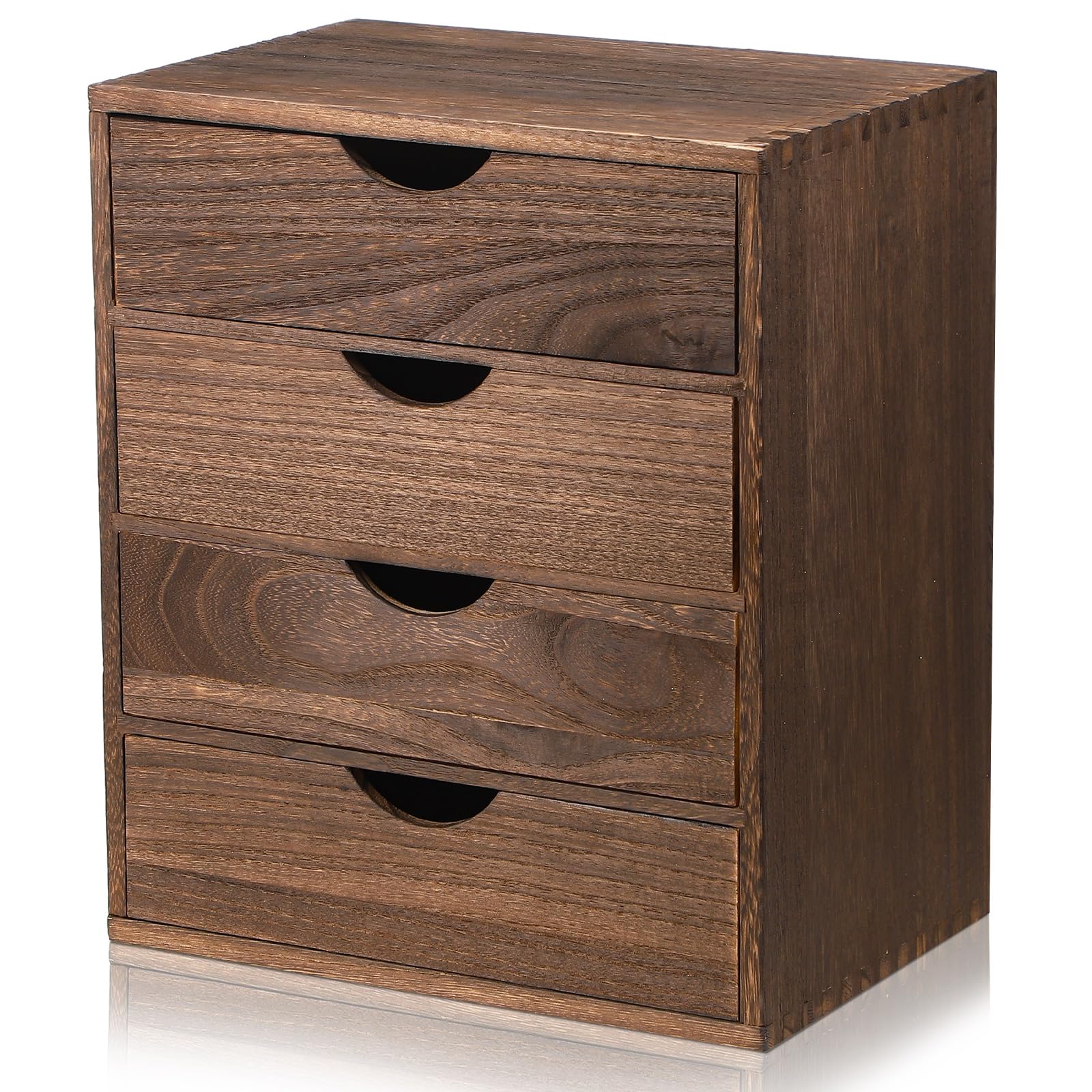 Suzile Wooden Storage Box File Desk Organizer Vintage Filing Office Storage Cabinet Decorative Rustic Wooden Drawer Organizer Tabletop Drawers for Desktop Paper Home School (4 Drawer)