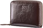 Vieux portefeuille homme fait main plein cuir Portefeuilles pour hommes poche avant RFID Case de blocage multi-cartes avec poche zippée, Porte-carte d'affaires avec boîte cadeau, Brun foncé