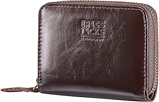 Vintage Full Top Grain Leather Wallet RFID Blocking Multi Card Case with Zipper Pocket Card Holder for Men Women Gift Box