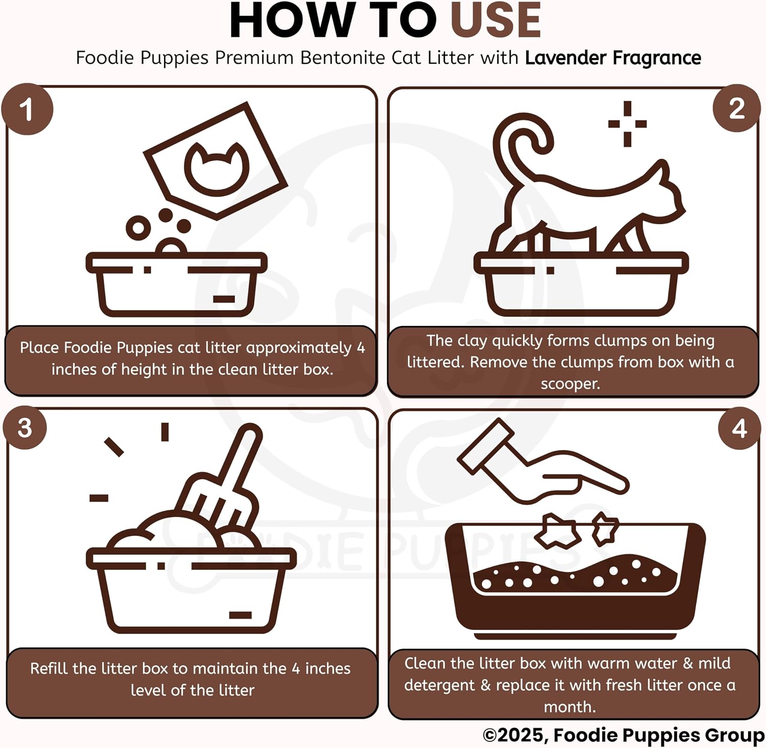 Foodie Puppies Natural Bentonite Cat Litter - 10kg with Lavender Fragrance for Multiple Cats and Kittens | Clean Low-dust Strong Deodorant Litter Tray Refill with Odor Controlling, Instant Clumping