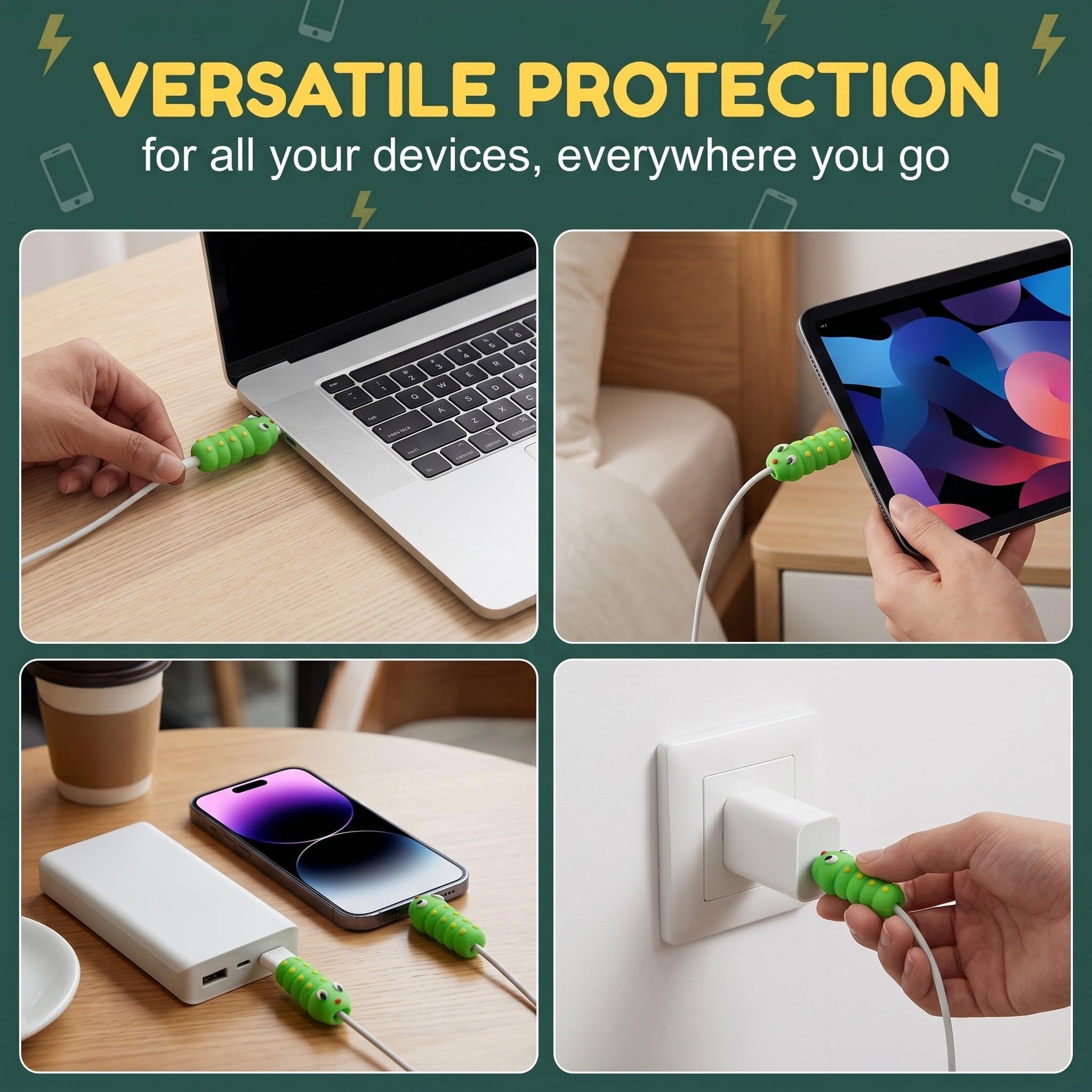 8 Pcs Cable Protector, Proteggi Cavo, Copertura Protettiva per Cavi Dati Frutta, Protezione per Cavo per Morso per Cavo, Protezione per Cavo, Adatto per la Maggior Parte Delle Linee Dati