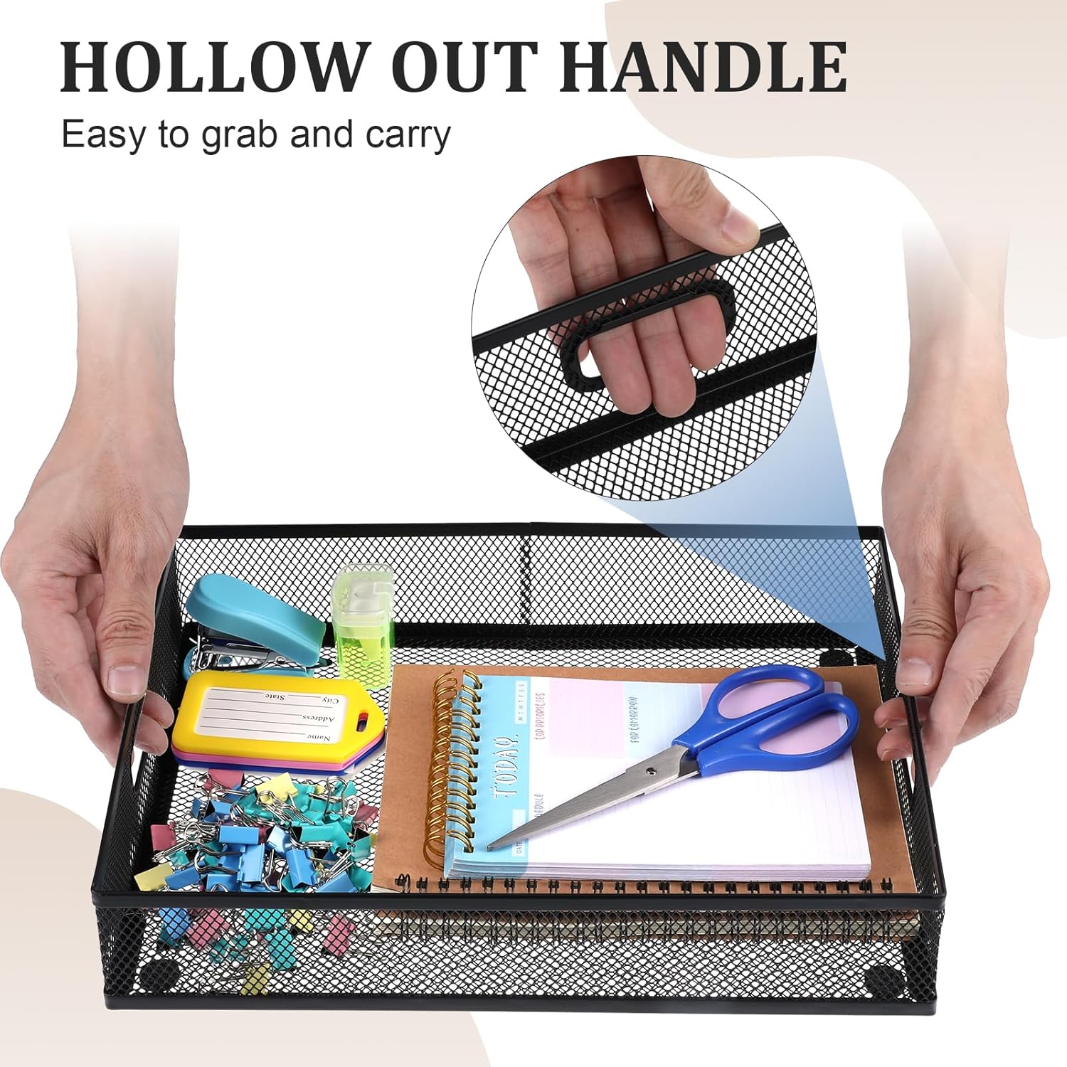 Desk Drawer Organizer, Office Drawer Divider Organizer Tray 3 Pack, Metal Mesh Desktop Organization and Accessories for Stationery Makeup Kitchen Toolroom Office