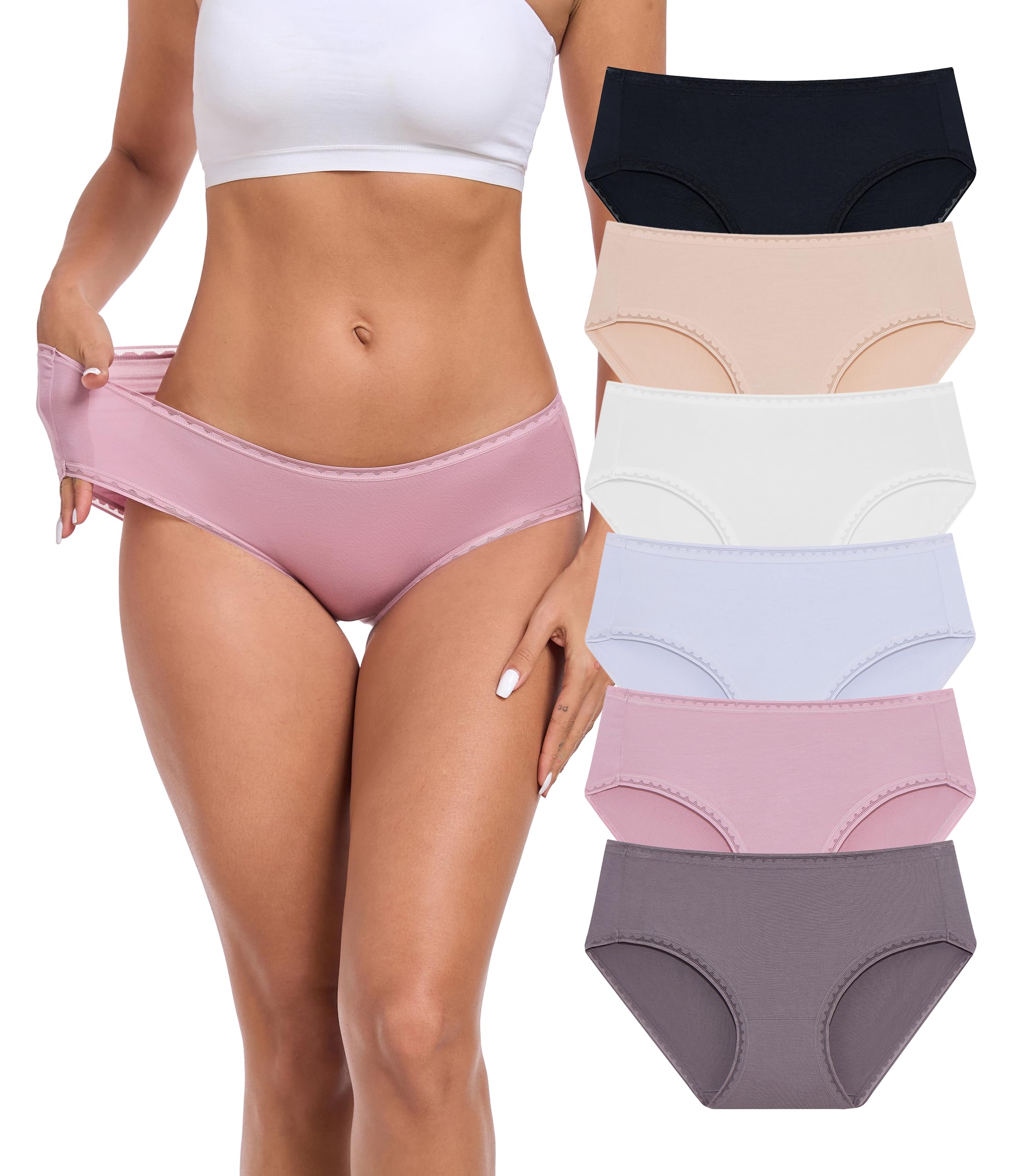 ANLIQI Womens Modal Underwear Soft Hipster Panties for Women Pack Breathable Moisture Wicking Briefs Ladies Underpants
