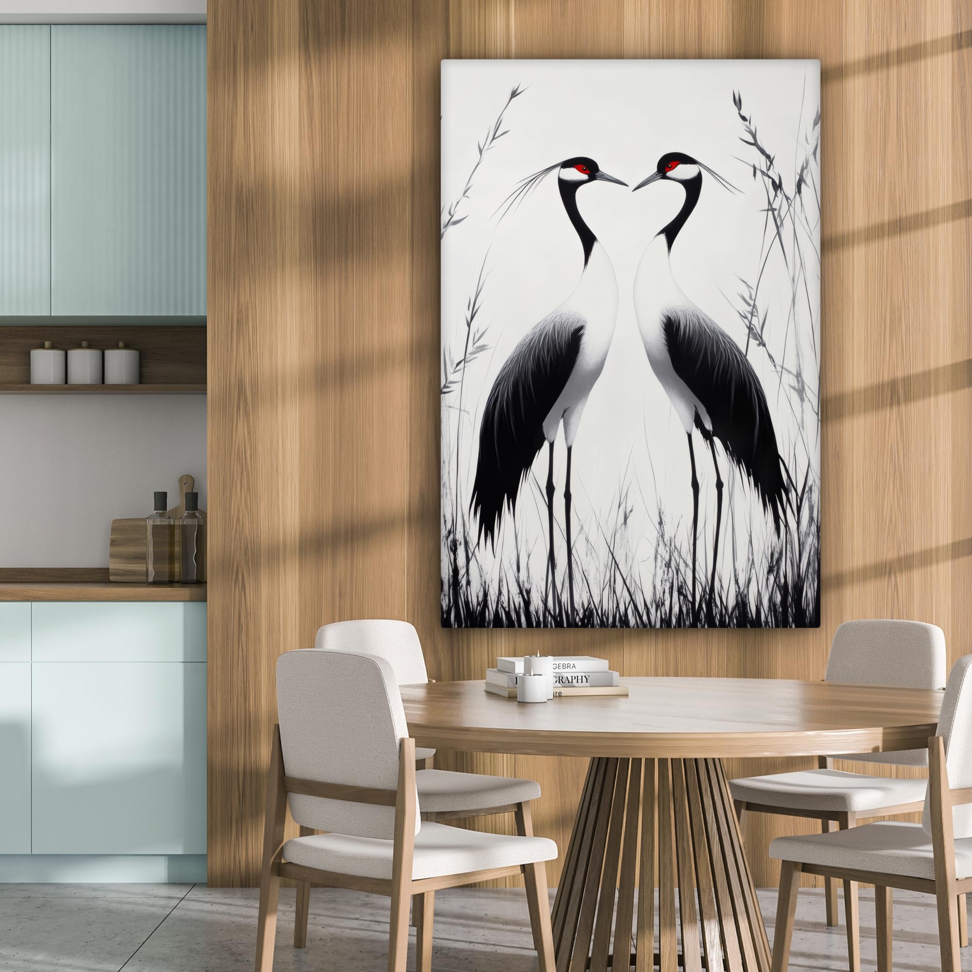 MuchoWow© Quadri Grandi Dimensioni Quadretti Da Parete Quadro Moderno | 80x120 cm - Camera Da Letto Stampa Foto Su Tela Soggiorno Cornice Decorazioni Gru - Erba - Cuore - Scuro
