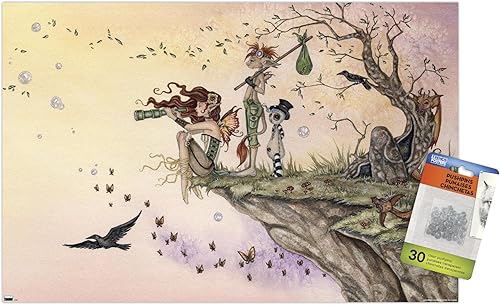 Trends International Amy Brown - Where The Wind Takes You Wall Poster, 14.72" x 22.37", Premium Poster & Push Pin Bundle