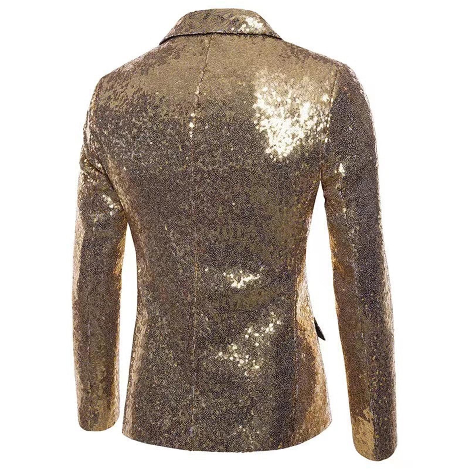 Ensemble de costume à paillettes pour homme - Pantalon smoking veste un bouton - Vêtement mariage danse été - Coupe ajustée