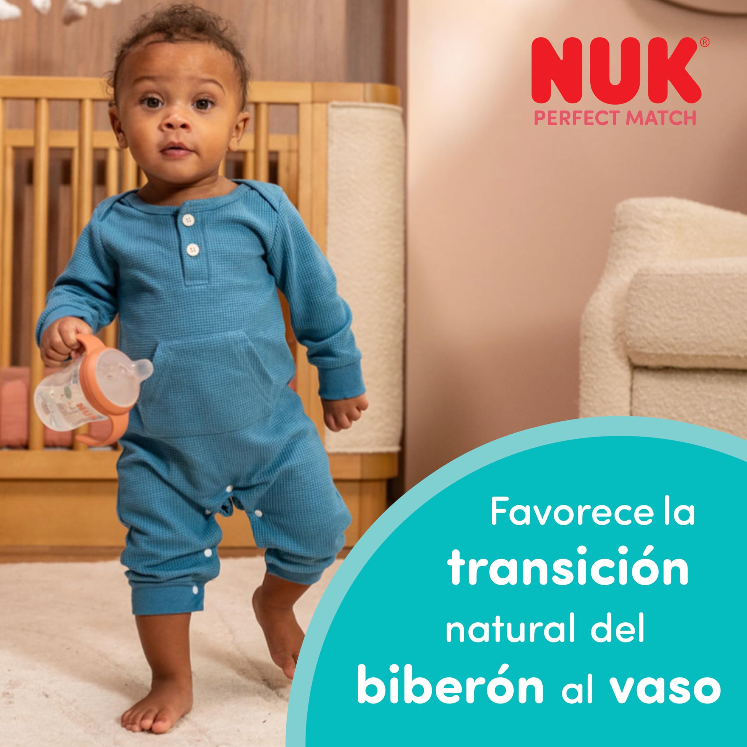 NUK Perfect Match Vaso de Aprendizaje Bebe | 6+ meses | 150 ml | Vaso antiderrames para niños pequeños | Asas antideslizantes | Disney Ígor | 1 unidad
