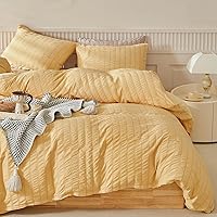 Vista 15 de WARMDERN - Juego de funda de edredón tamaño Queen, juego de ropa de cama de 3 piezas de microfibra lavada color beige, funda de edredón con textura