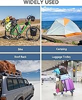 Vista 12 de Cuerdas elásticas, 80 pulgadas, para exteriores, resistencia máxima a la rotura de 190 libras, negras, con mosquetones, para portaequipajes, carga