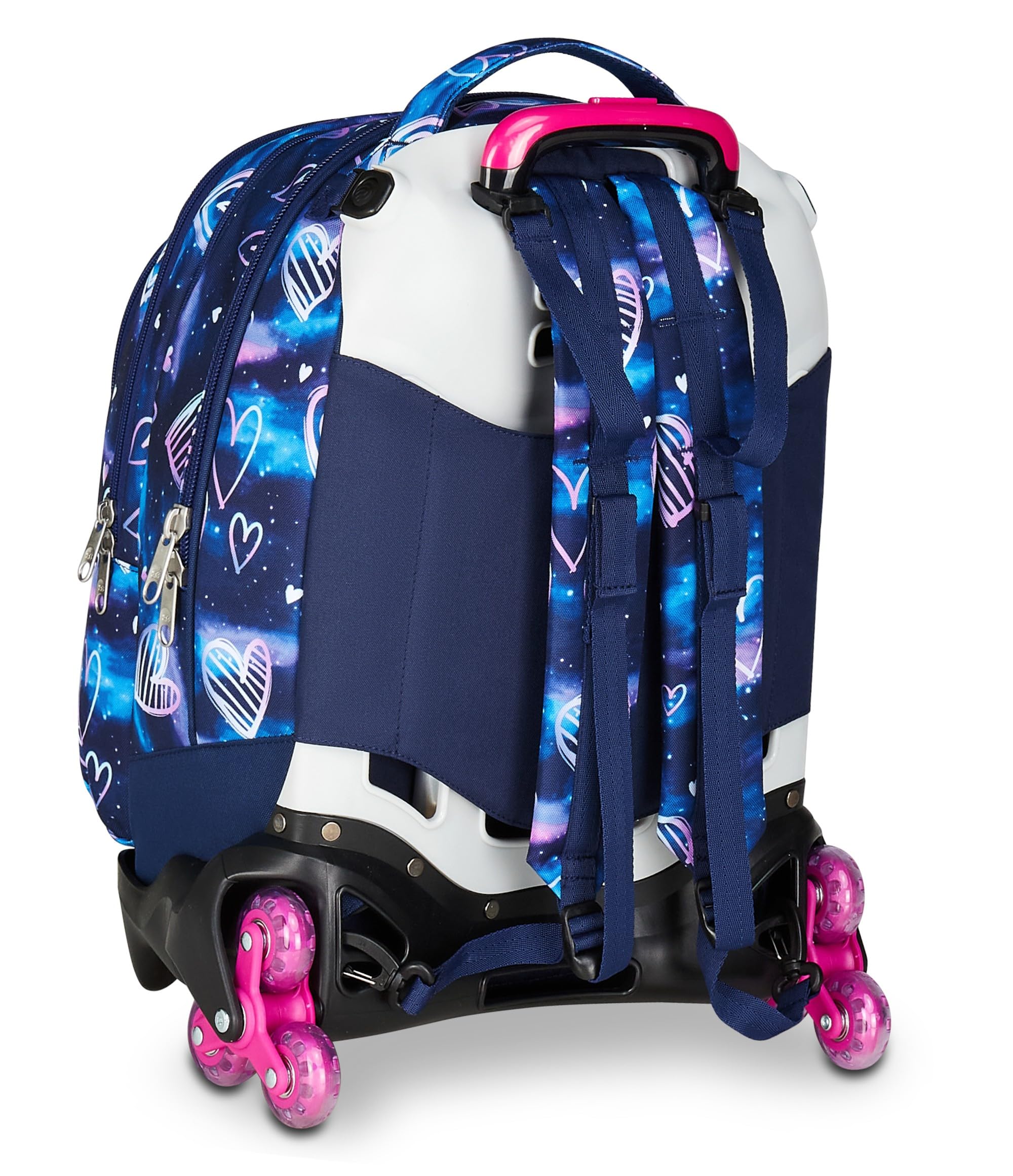 Seven Trolley Scuola Jack 3 Ruote Detach, Viola Fucsia, Zaino Con Carrello Sganciabile 37 L, Tasca Borraccia, Zainetto Staccabile, Zaino Grande, Per Elementare e Media, Trolley Bambina