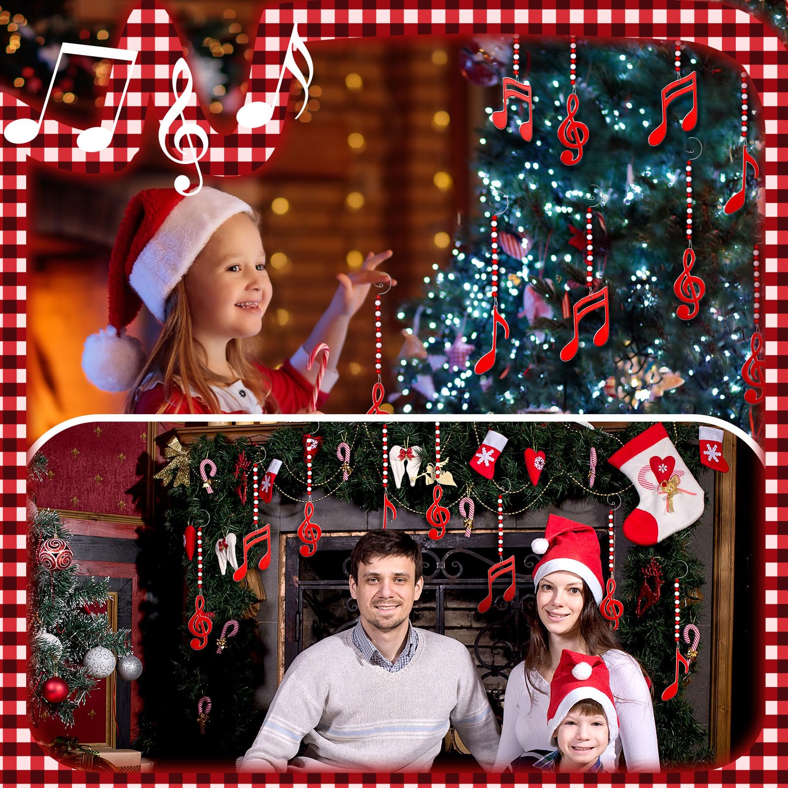 Note musicali colorate 1 stampa ornamenti albero di Natale, decorazioni natalizie in legno, appeso vacanza paty Babbo Natale ciondolo