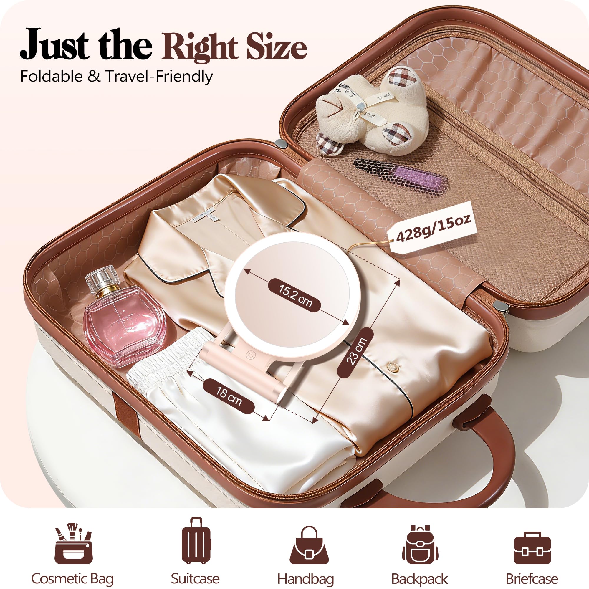 B Beauty Planet Espejo de Aumento con luz,30X/1X Espejo de Maquillaje de sobremesa portátil Iluminado de Doble Cara(Rosa-30x Espejo de Tocador Iluminado)