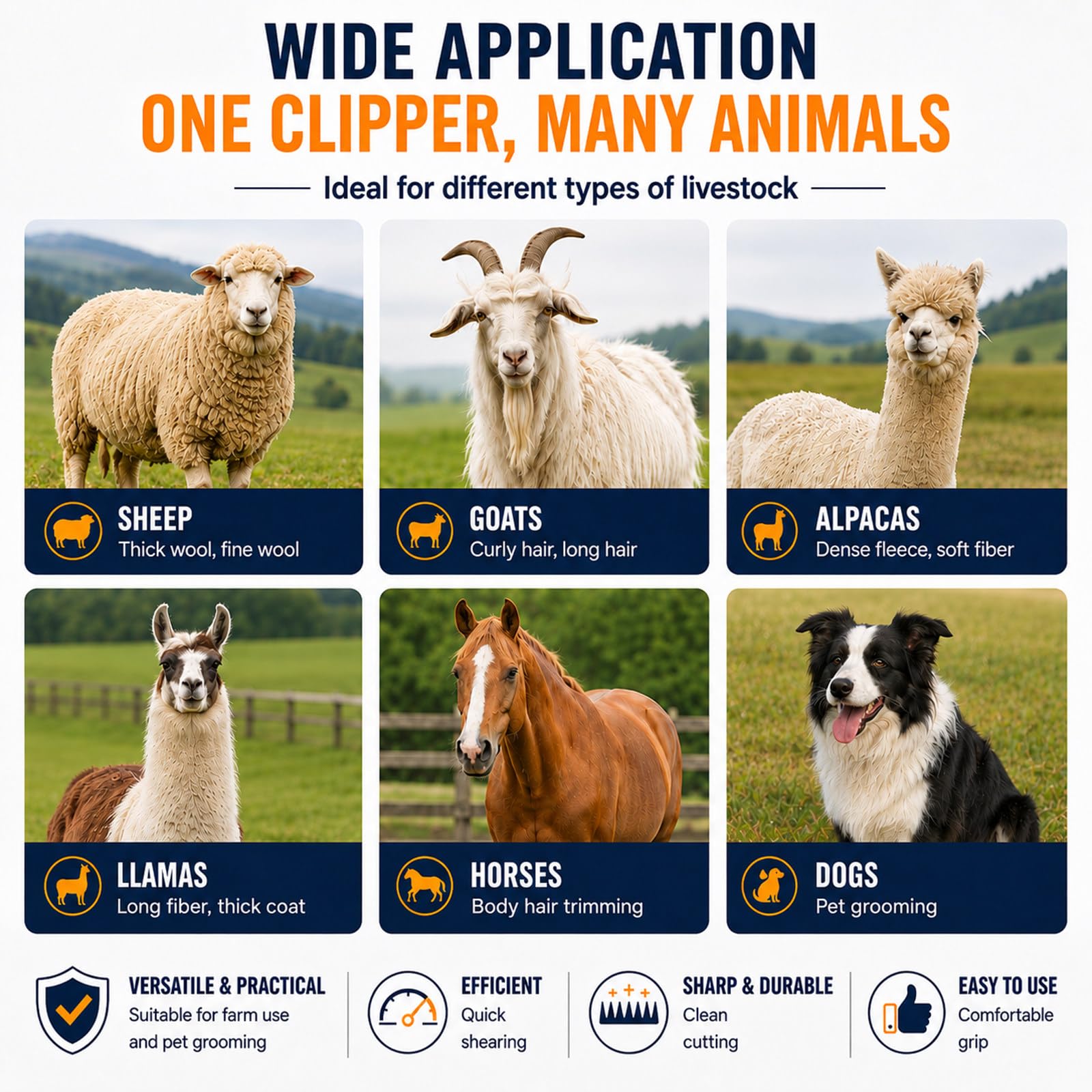 Tosatrice Professionale per Pecore 1200W Brushless, 3005 Corse/min, 9 Denti, Tensione Lama Regolabile, Lana Spessa, per Capre Alpaca Lama Animali da Fattoria