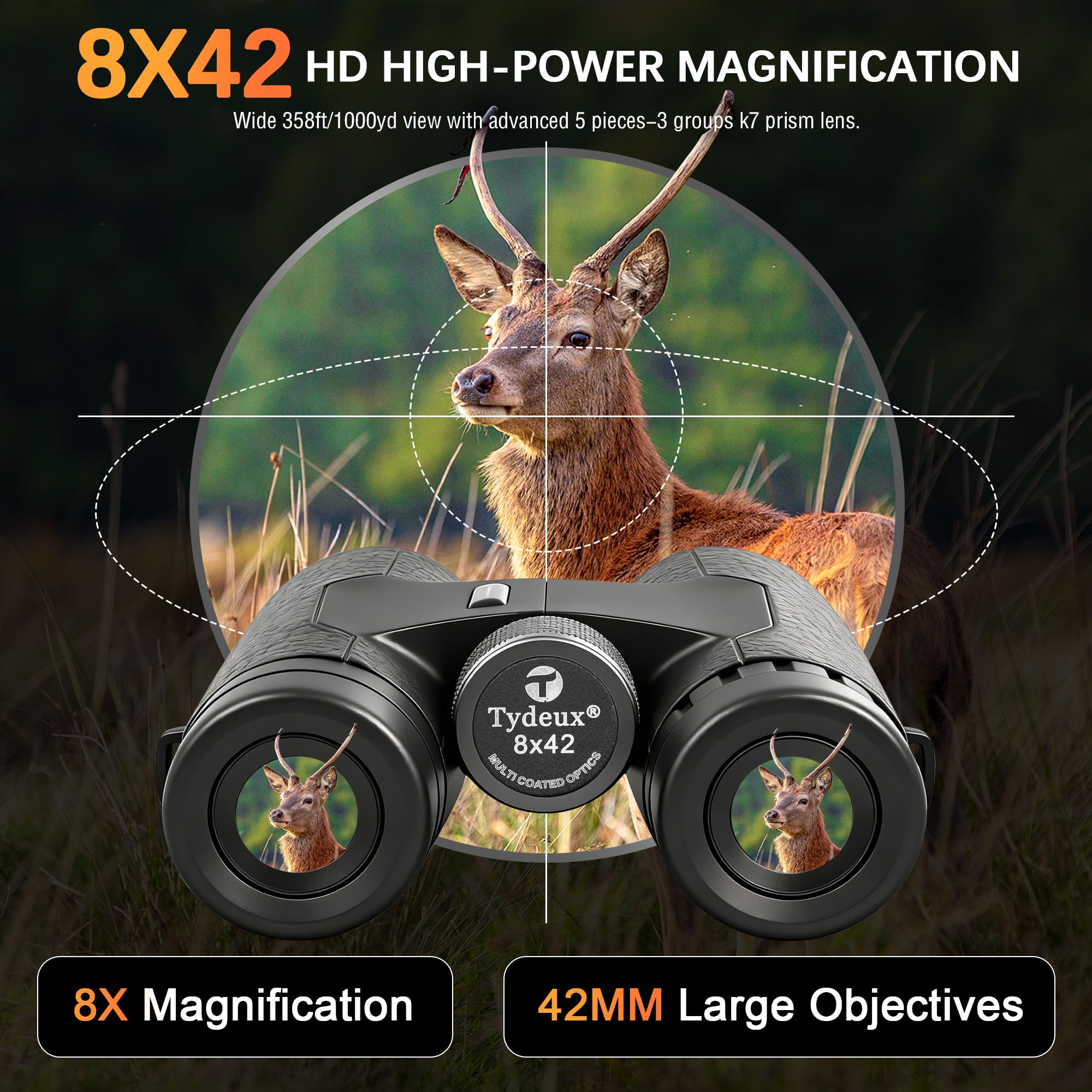 Astromania 8 x 42 Kompaktes Fernglas - BK7 Prisma - Geschenke für Erwachsene und Kinder, für Vogelbeobachtung, Jagd und Sportspiele, Konzerte und Theater