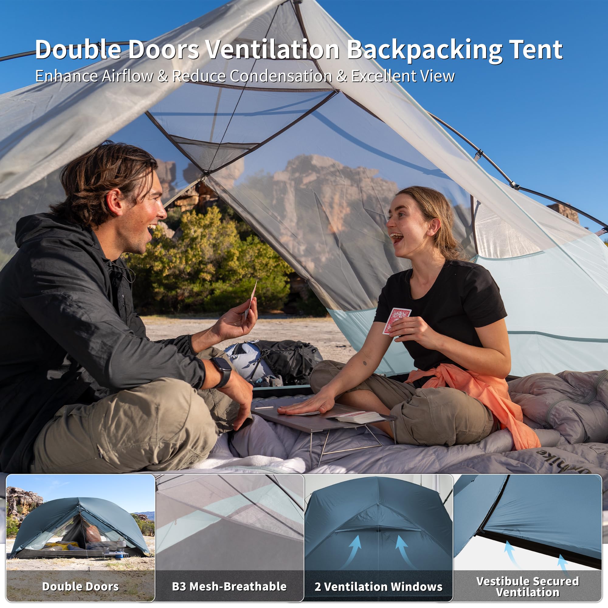 Naturehike Mongar Base Tenda da campeggio 2-3 persone ultraleggera impermeabile trekking