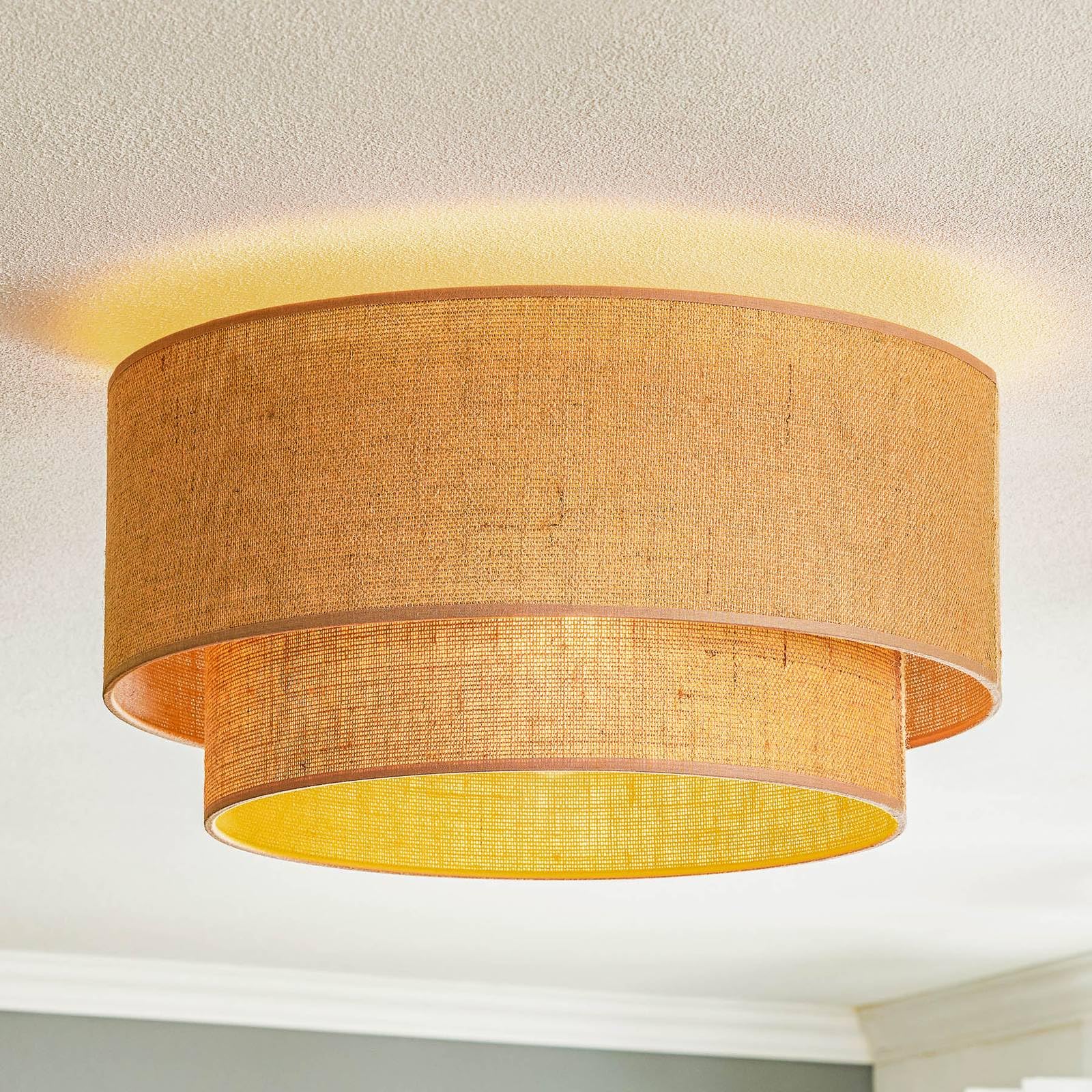 Euluna Deckenleuchte Jute Ø 45 cm, Deckenlampe 1x E27 ohne Leuchtmittel Wohnzimmerlampe Deckenbeleuchtung Schlafzimmerlampe Esszimmerlampe
