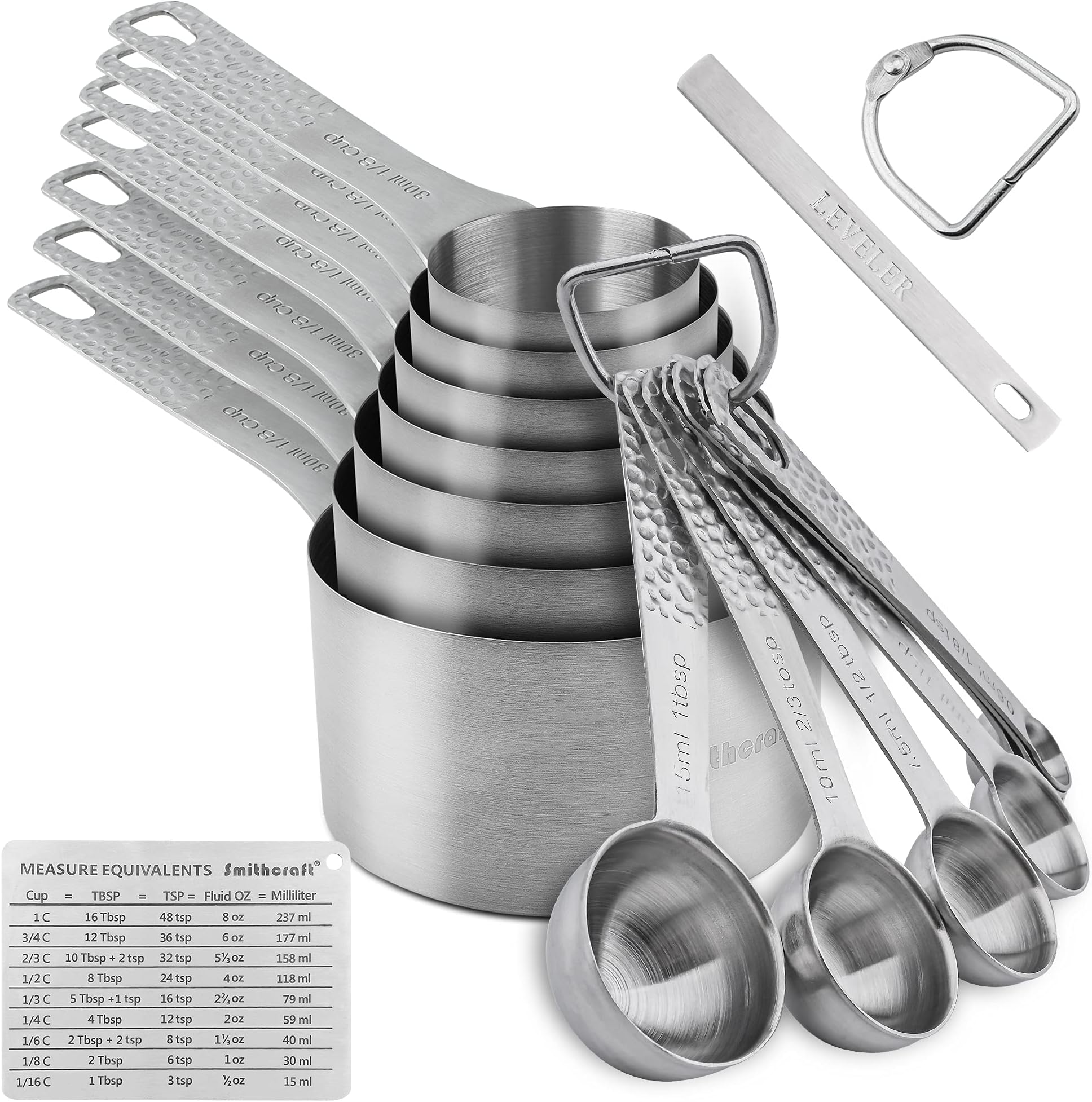 Measuring Cups and Measuring Spoons Set, Stainless Steel