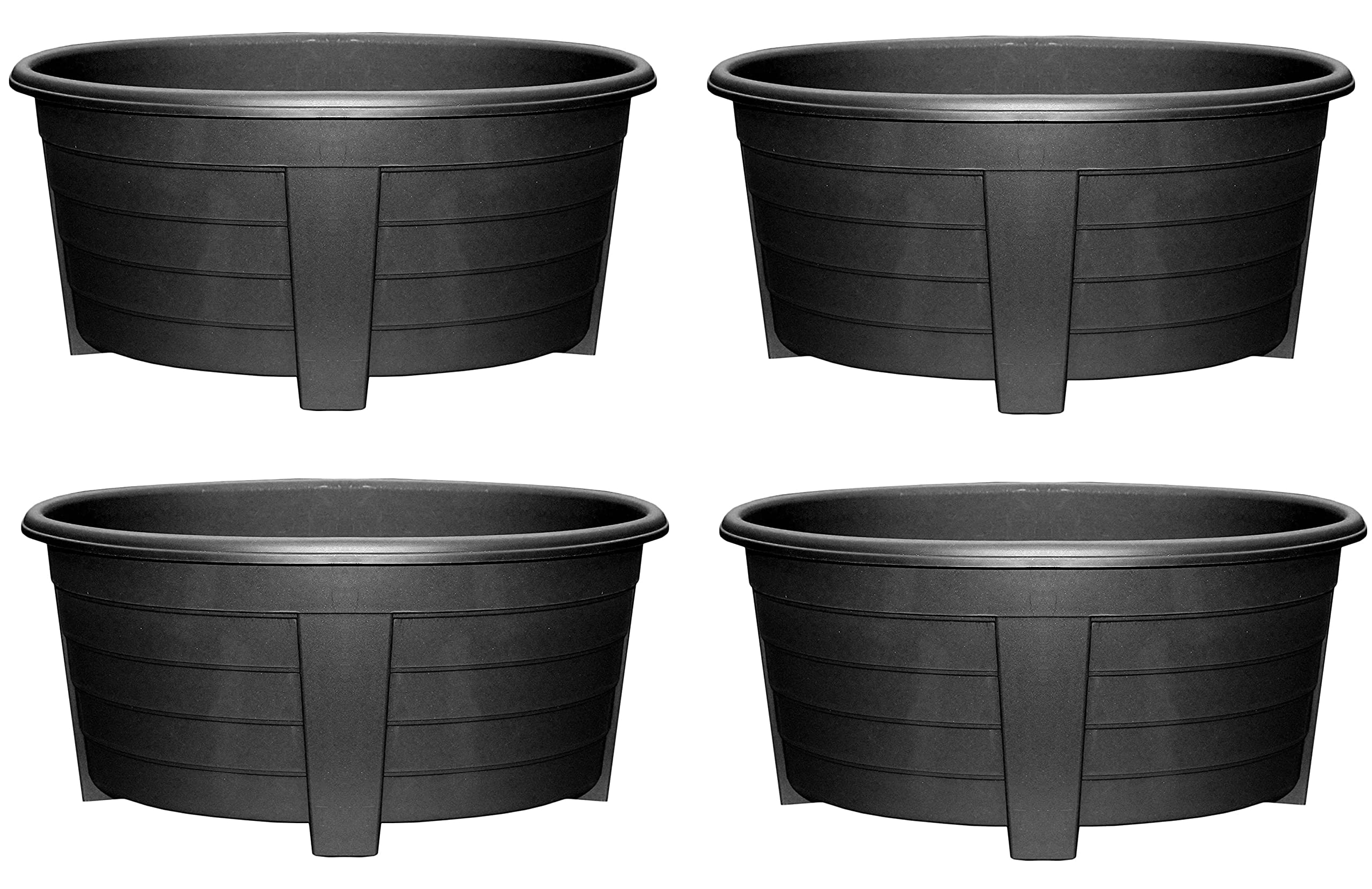 Optimal Products 55Cm Oval Planter Ebony Long Trough/Oval/Square Plant Pot Plastic Planter Indoor Home Outdoor Garden Window Herb Flower Box (, 4)