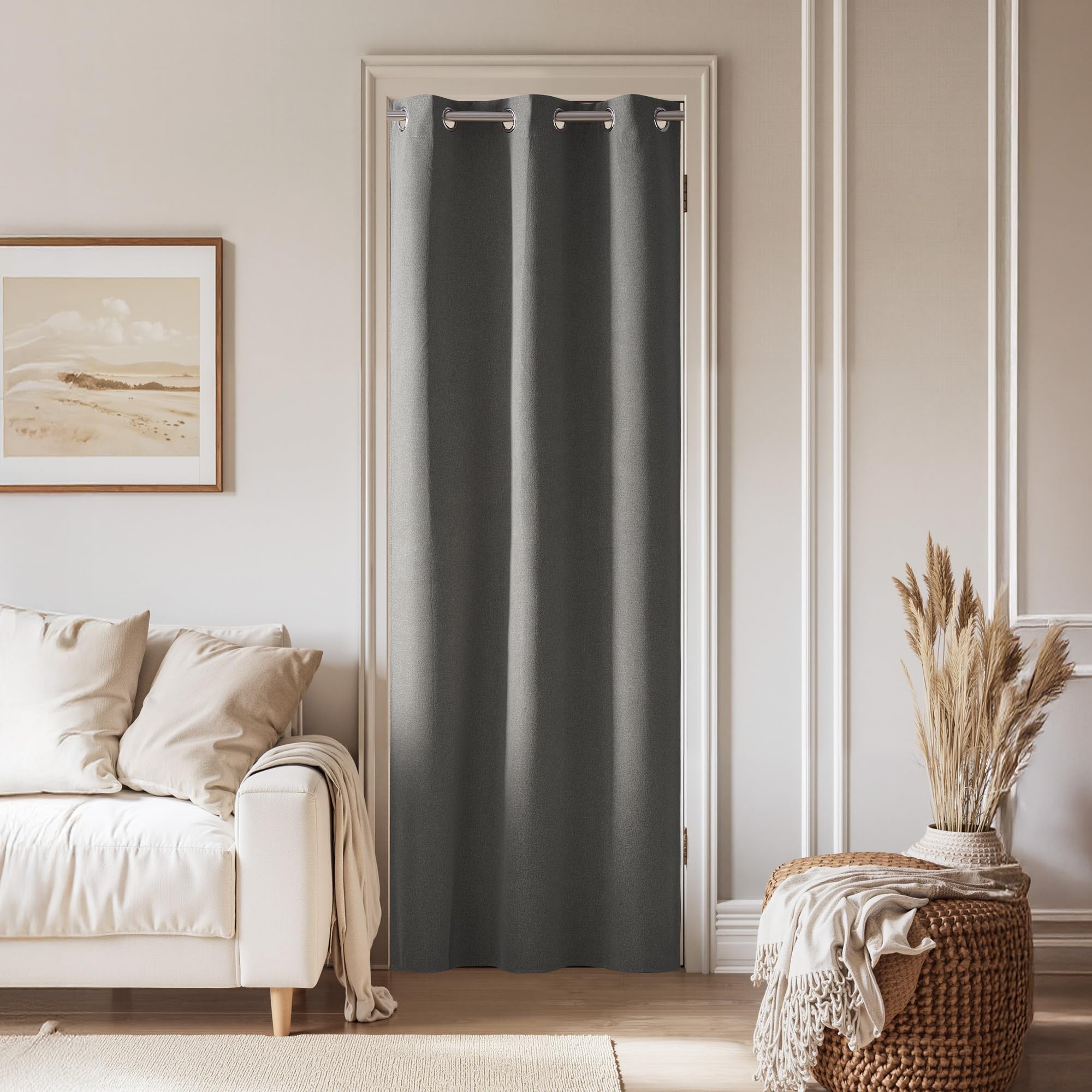 NICETOWN 100% Blackout Door Curtains for Doorway Privacy, Graphite