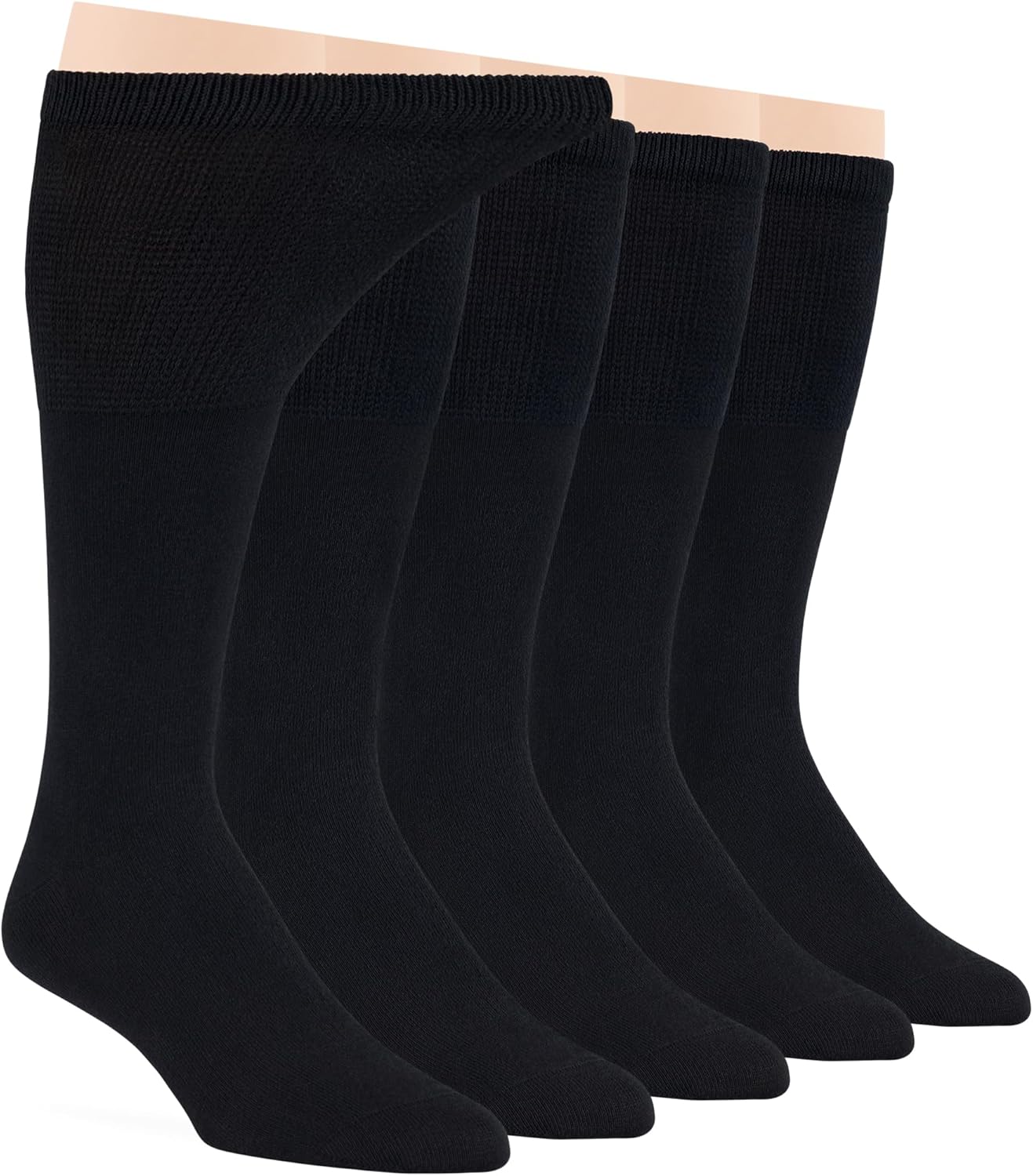 7BigStars Men Diabetic Loose Dress Business Cotton Mid Calf Socks - 5 Pack Large - Solid Casual - Sock Size 10-13 Shoe Size 9-12 L Black - Image 5