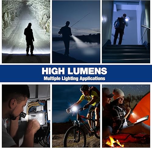 Miniatura 9 de WORKPRO Linterna táctica recargable de 1200 lm, mini linterna EDC, linterna de bolsillo con clip y cordón, 7 modos de luz, enfoque ajustable con