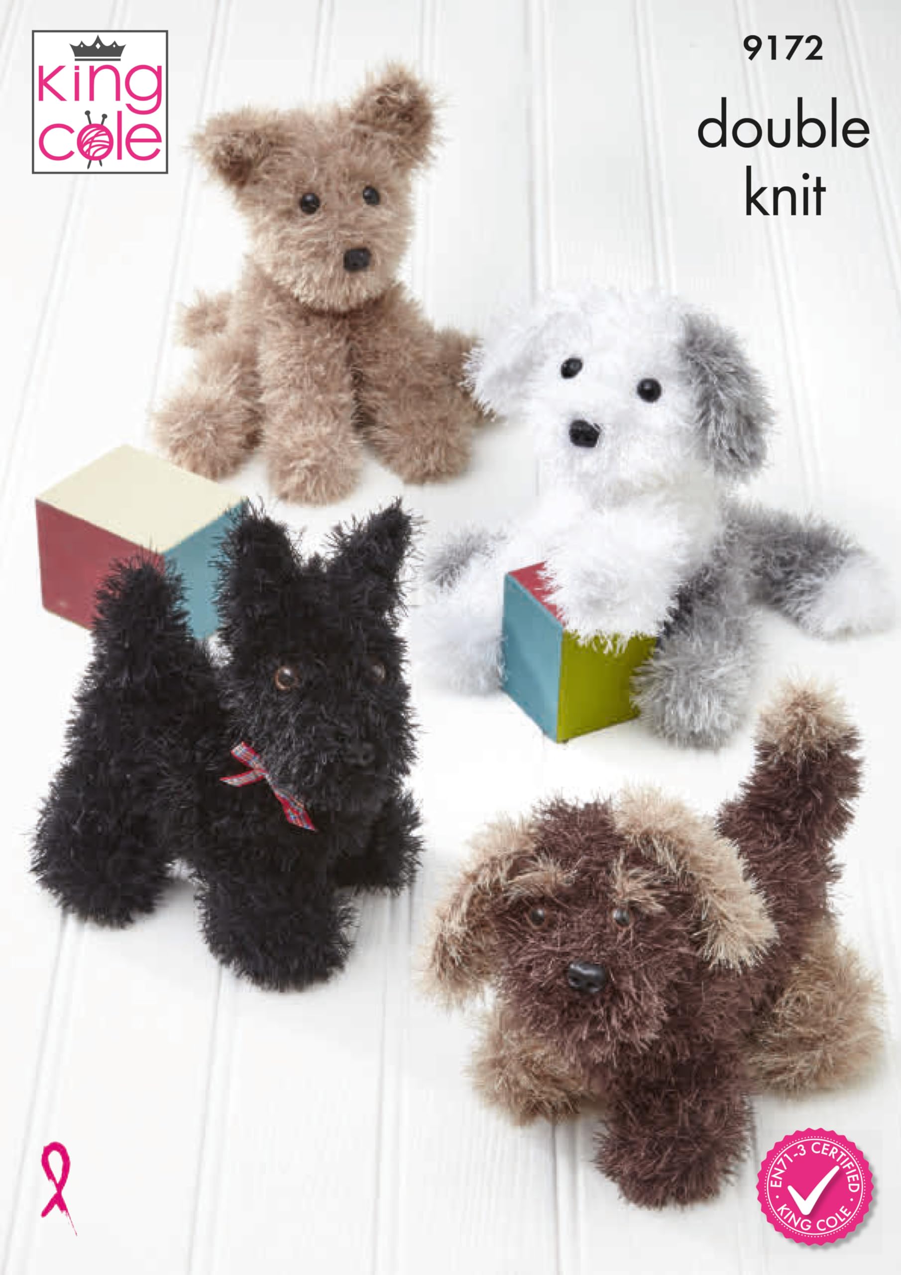 King Cole Toy Knitting Pattern Double Knit Dogs (9172)