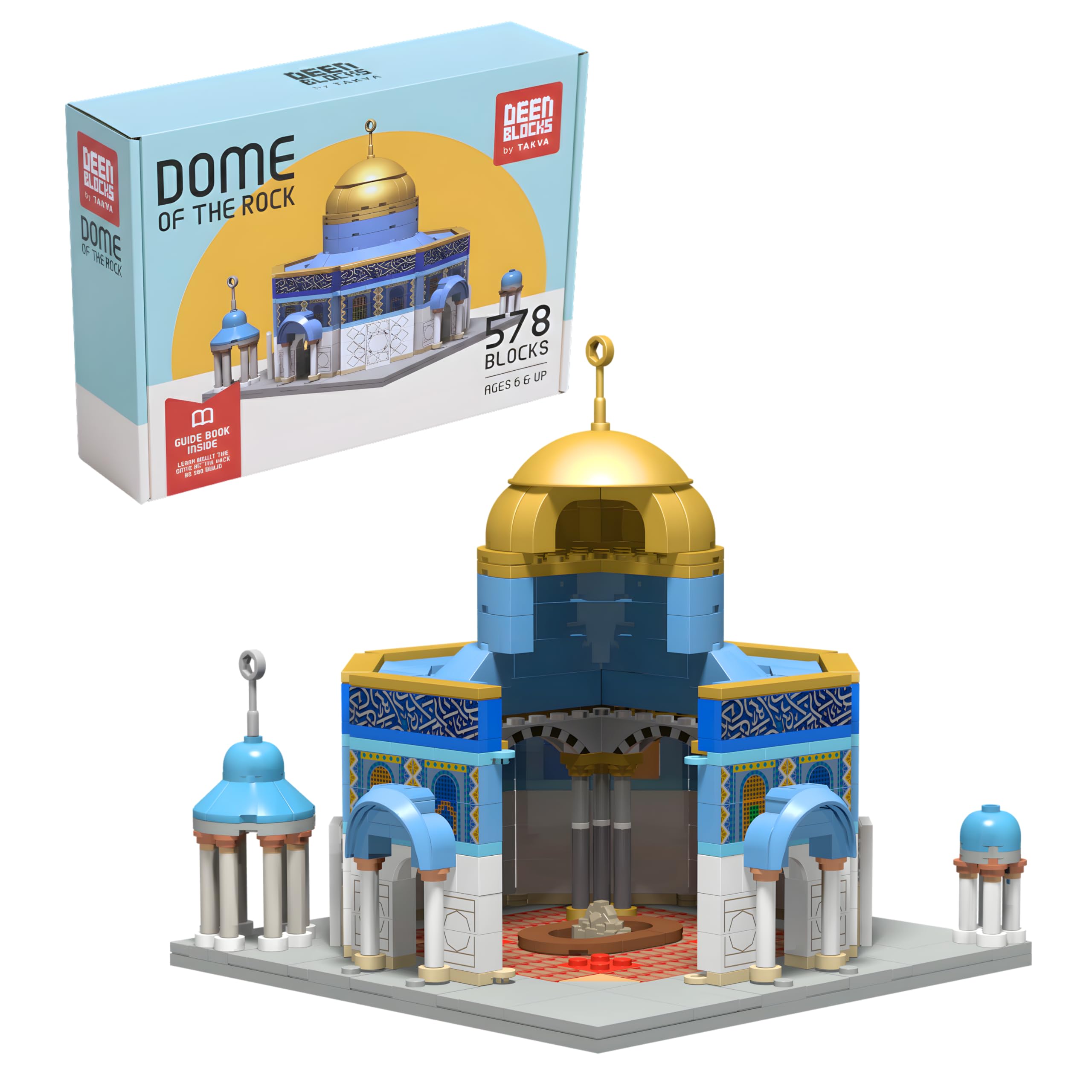 DEENBLOCKS Dome of The Rock Building Muslim Blocks, Al Aqsa, Kaaba Bricks, Masjid, Ramadan Gift, Toy, Hajj Gift, Islamic Educational Game for Adults/Families/Kids/Children