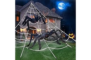 UNGLINGA Halloween Giant Spider Web with 2 Scary Fake Black Spiders