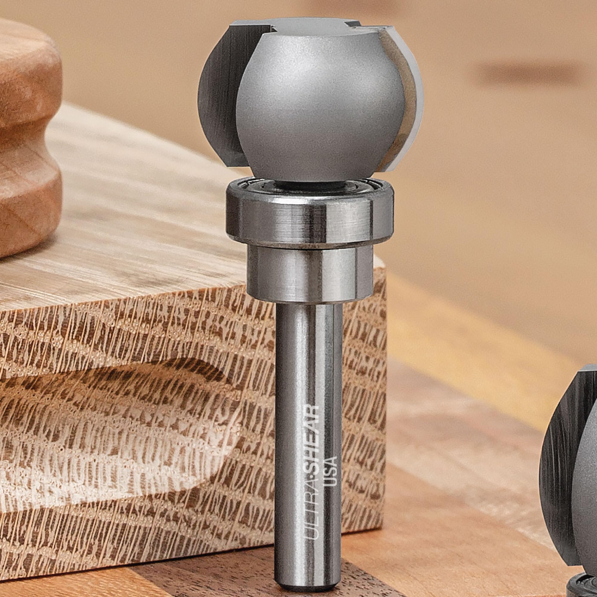 Ultra-Shear Finger Grip Groove Router Bit, 1/4 SH, 1" Boards, Template Pattern Bearing, Great for Serving & Cutting Boards, USA Made - US210FGGR