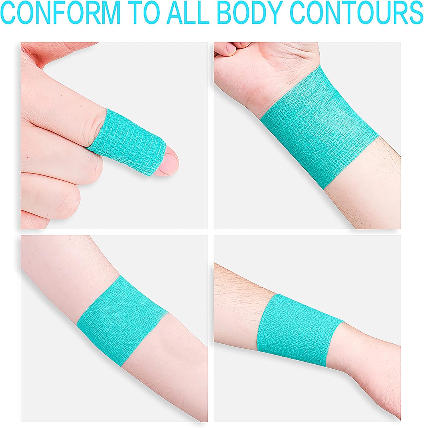 Self-Adherent Cohesive Tape, Strong Sports Tape for Wrist, Ankle Sprains & Swelling (3" x 5 Yards, 16 Count)