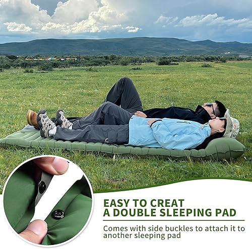 Miniatura 4 de EULANT Colchoneta de dormir autoinflable para acampar con almohada, almohadilla de dormir inflable gruesa con bomba incorporada, colchón de aire