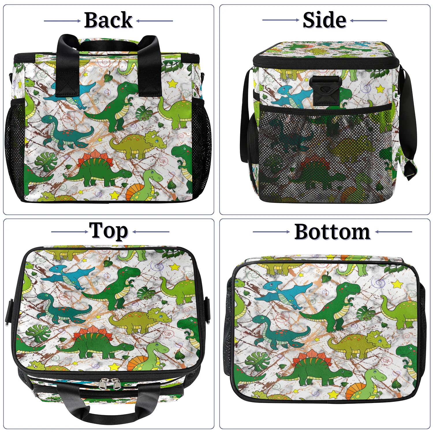 Große Lunchtasche aus Marmor, für Erwachsene, Herren, Damen, Kinder, Mädchen, Jungen, Textur, Marmor, Dinosaurier, isolierte Lunchbox, Kühltasche, Kühltasche, Kühltasche, Kühltasche, Kühltasche, für