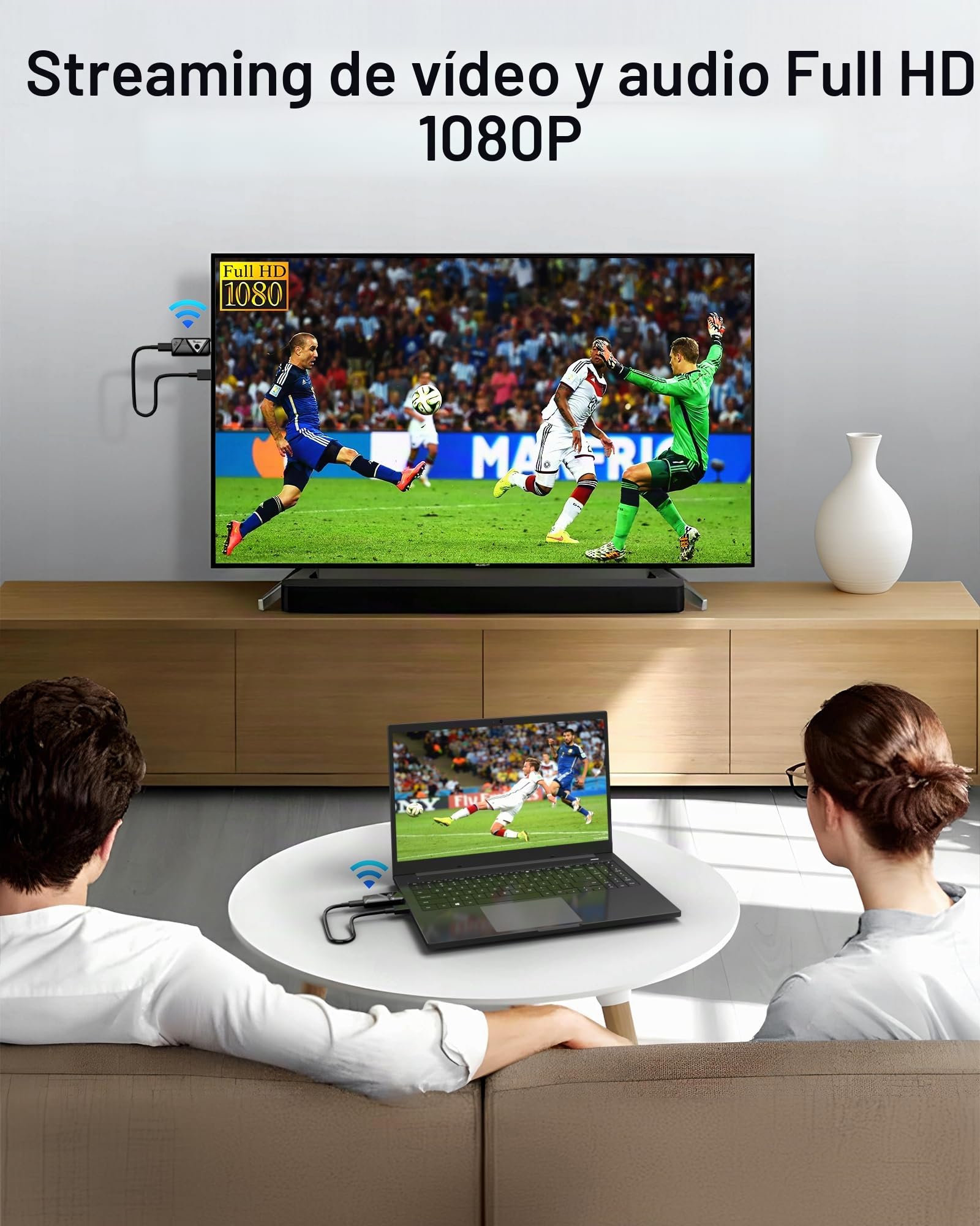 Transmisor y Receptor HDMI inalámbrico, Full HD 1080p para transmisión de Audio y vídeo para computadora portátil, PC a HDTV, Proyector