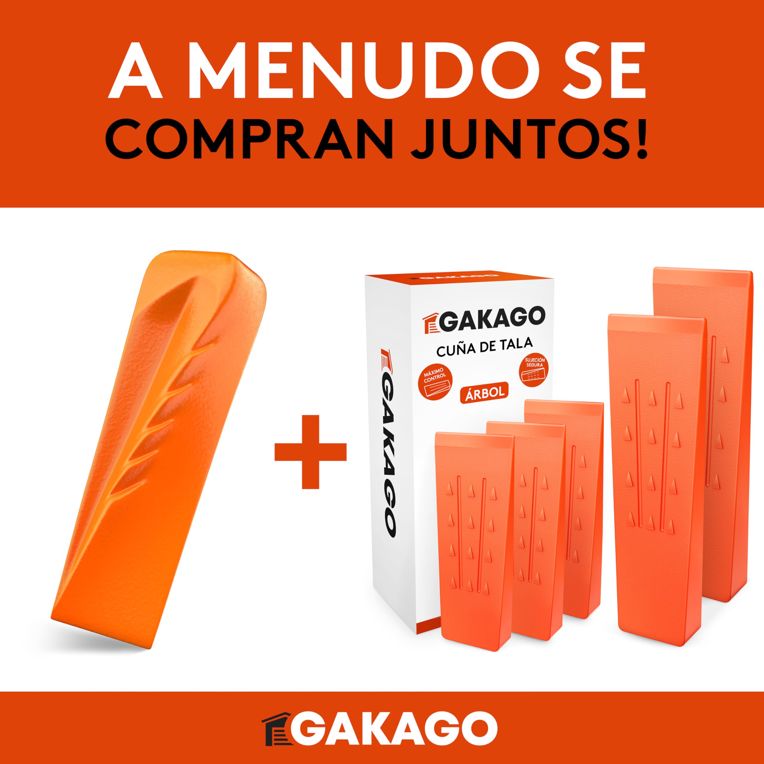 Gakago Cuña de división para Madera - Potente cuña de división rotativa con Fuerte acción de división - Cuña de división forjada de Acero Macizo en Color señal y Gran Superficie de Impacto