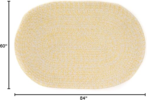 Miniatura 2 de Super Area Rugs Farmhouse - Alfombra trenzada de algodón reversible para cocina, amarillo y blanco, 5 x 7 pies, ovalada